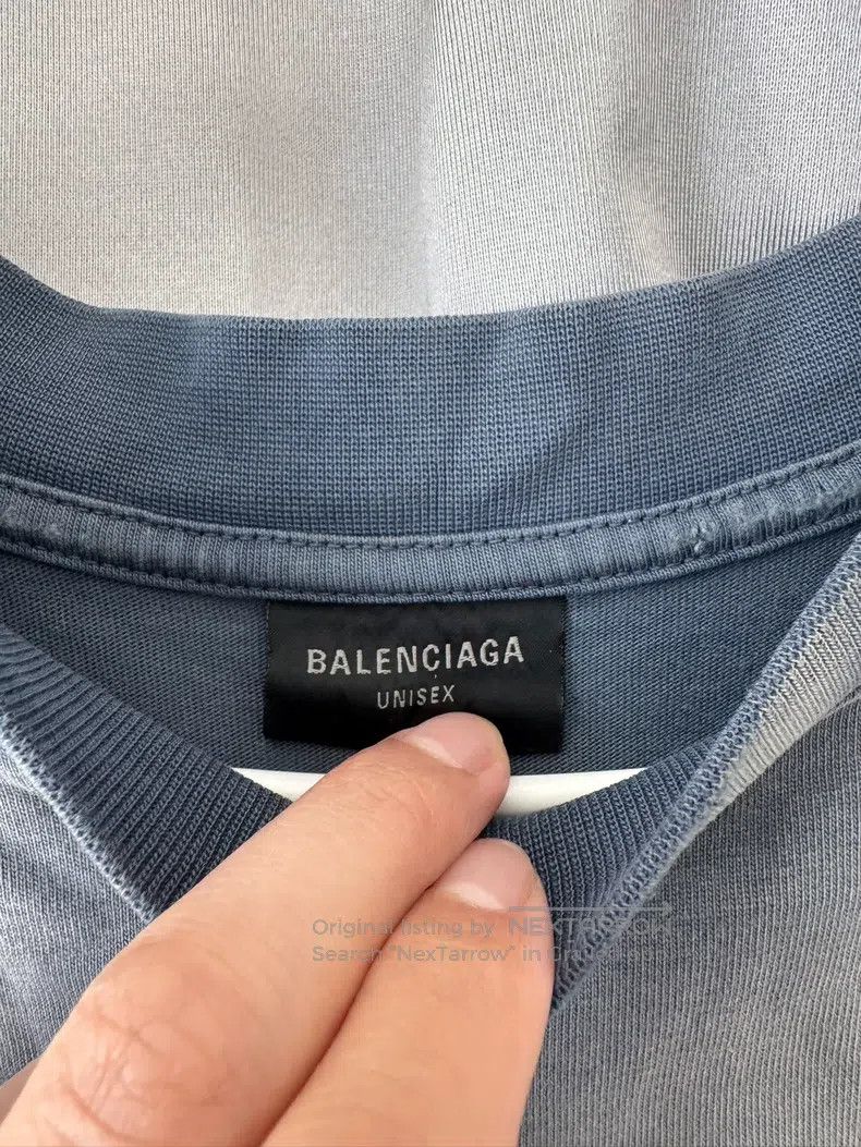 Balenciaga Balenciaga Washed Blue Destruction Short Sleeve Size US S / EU 44-46 / 1 - 4 Thumbnail