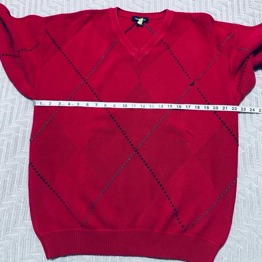 Nautica Vintage Nautica red argyle v neck sweater Size US XL / EU 56 / 4 - 6 Thumbnail