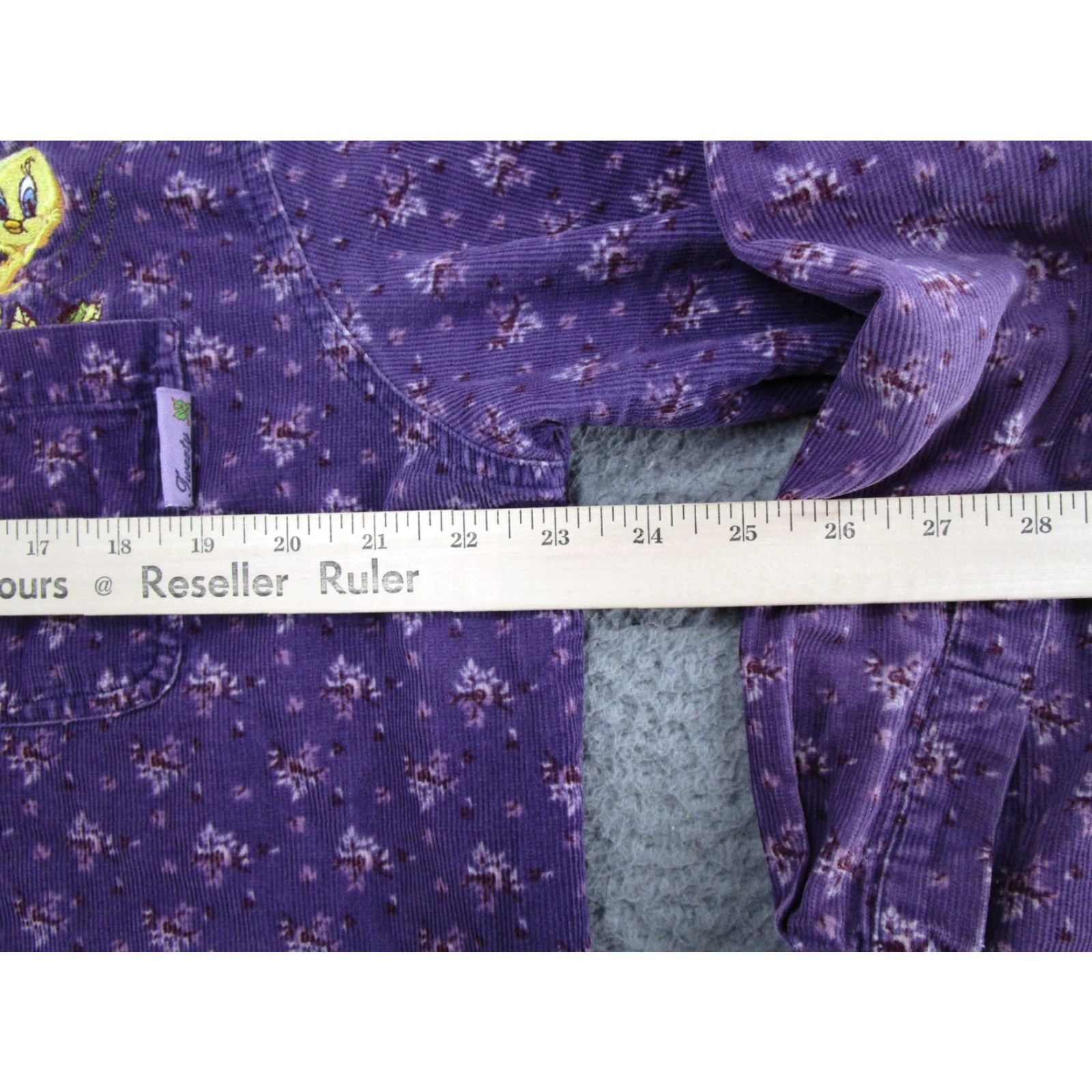 Vintage VINTAGE Looney Tunes Tweety Bird Purple Corduroy Button-Down Shirt Women's 14/16W Size XL / US 12-14 / IT 48-50 - 6 Thumbnail