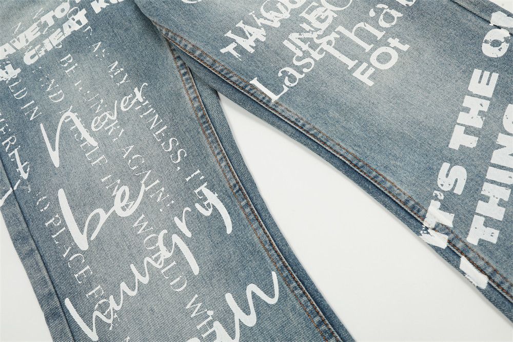 Japanese Brand American street washed distressed graffiti letter jeans Size US 32 / EU 48 - 5 Thumbnail