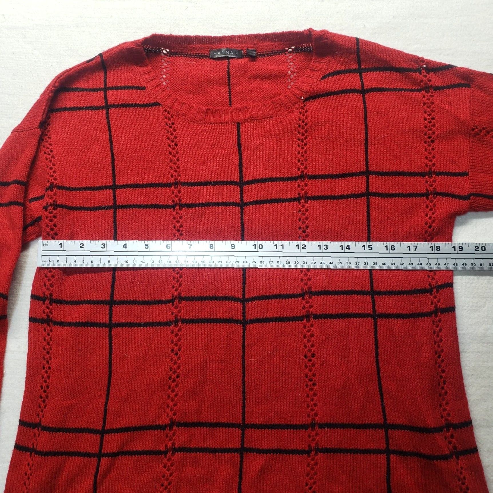 Vintage Hannah Red Knit Sweater Pullover Long Sleeve Women L Adult Bell Sleeve Round Neck Casual Knit Style Pullover Winter Fall Size L / US 10 / IT 46 - 4 Thumbnail