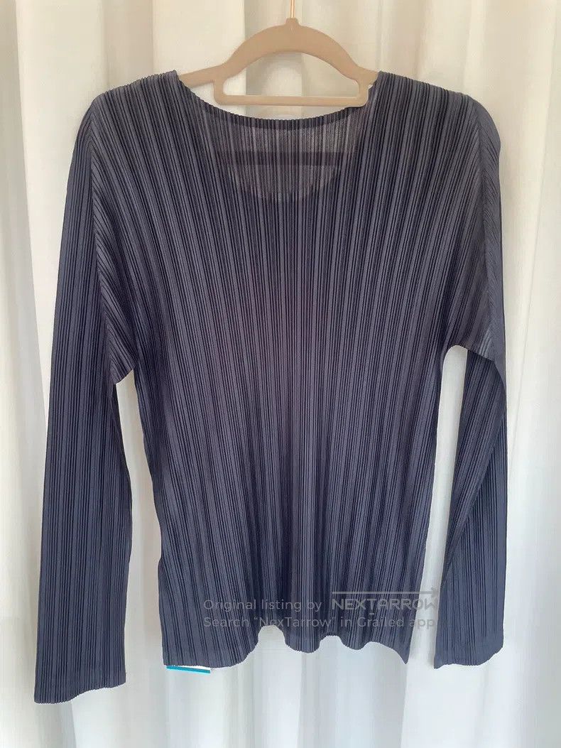 Issey Miyake Issey Miyake Dark Blue Ribbed Crew Neck Top Size L / US 10 / IT 46 - 3 Thumbnail