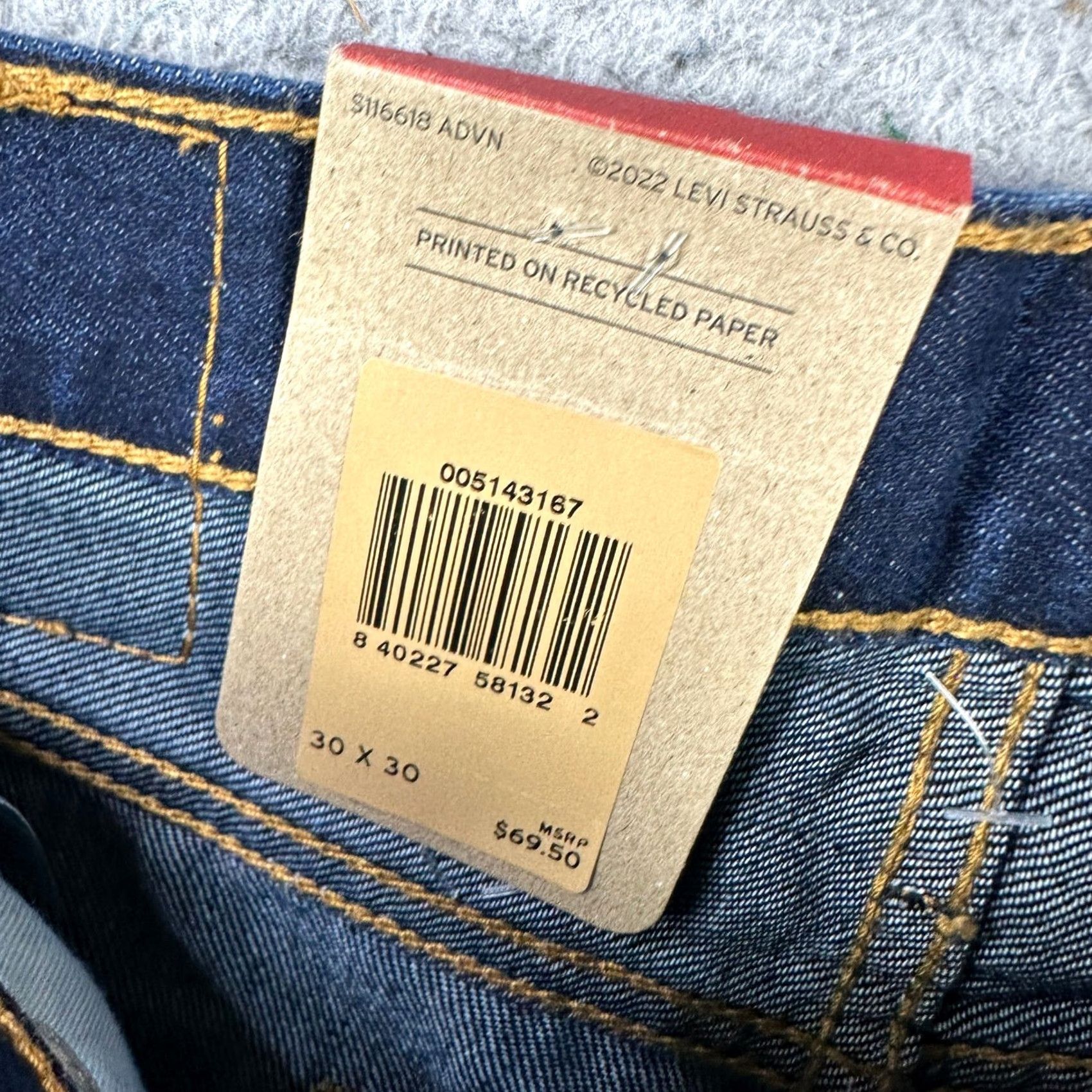 Levi's Levi's 514 Jeans Mens Straight Fit 30X30 Blue 5 Pockets Red Tab Denim NEW Size US 30 / EU 46 - 6 Thumbnail
