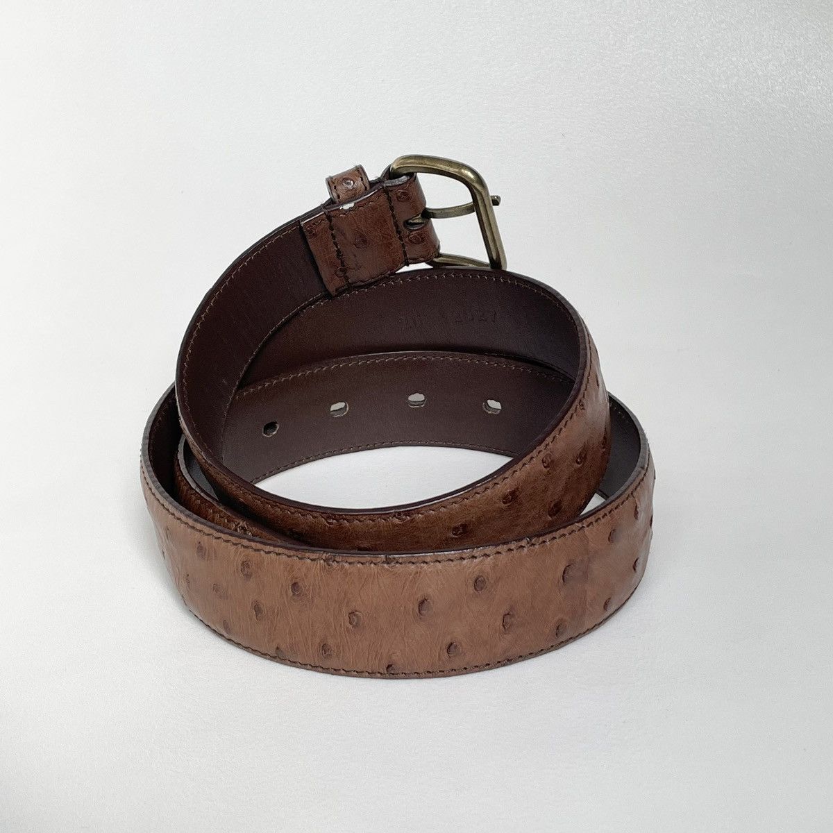 Prada 3cm Brown Ostrich Leather Belt Size 30 - 4 Thumbnail