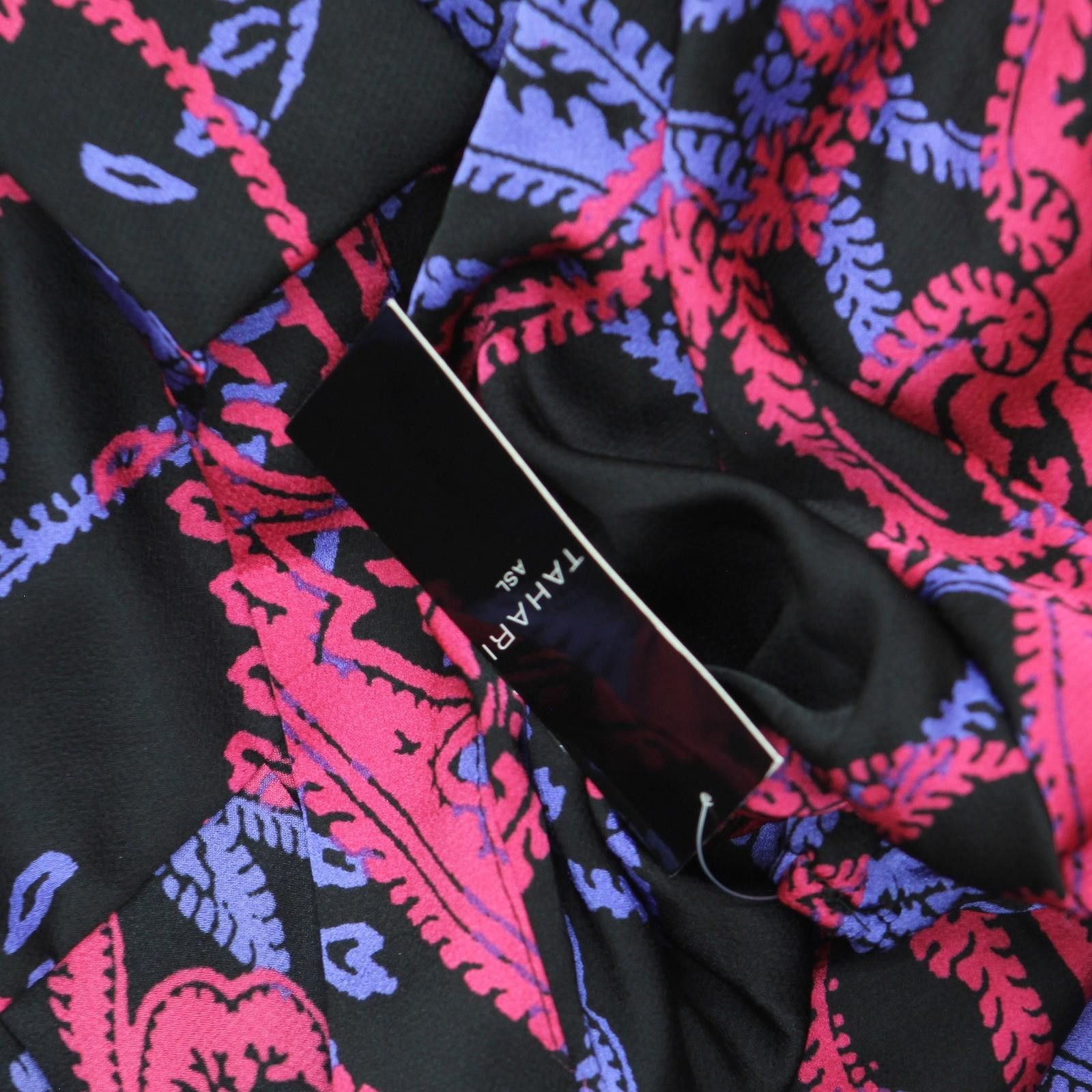 Other Nwt Tahari Asl Faux-wrap Dress Dem643-t4 Black Cobalt 12 Size XL / US 12-14 / IT 48-50 - 3 Thumbnail