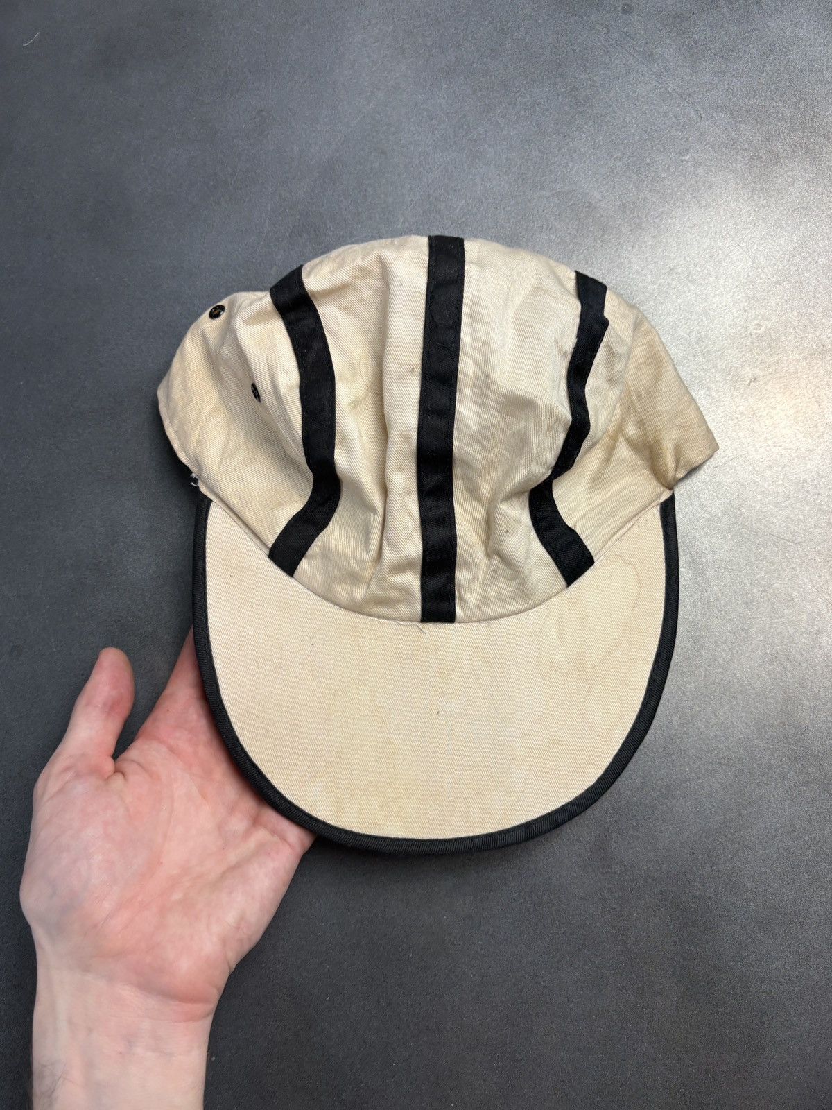 Vintage 1980s Vintage Hat Elastic Fitted Cap 1970s Stripe Long Brim Size ONE SIZE - 14 Thumbnail