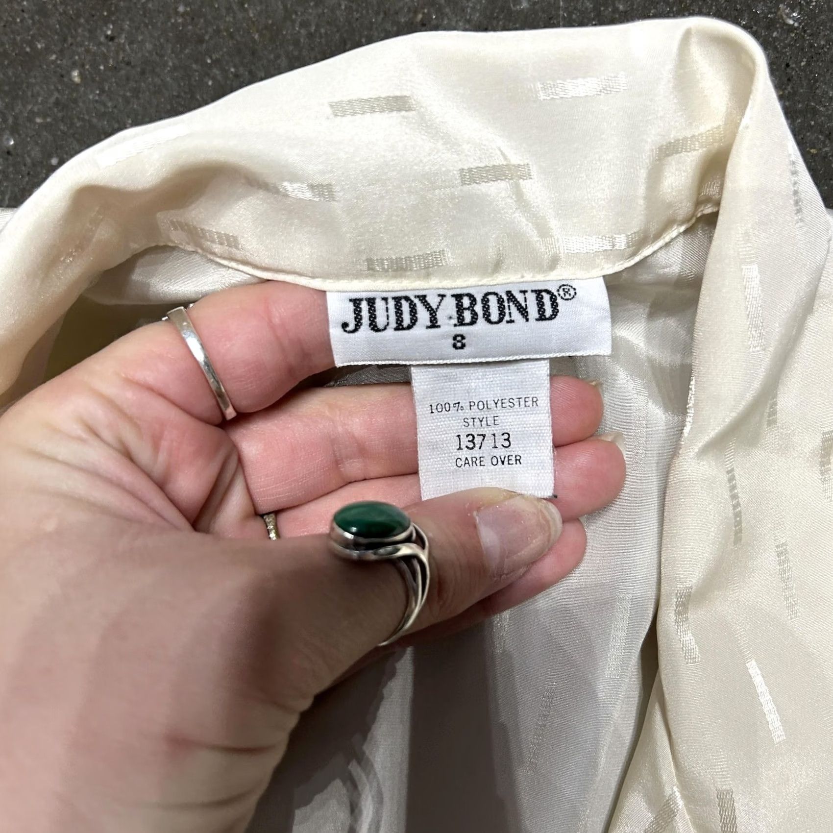 Vintage VINTAGE Judy Bond Blouse Womens 8 White Stripe Satin Collared Long Sleeve 80s Size M / US 6-8 / IT 42-44 - 3 Thumbnail
