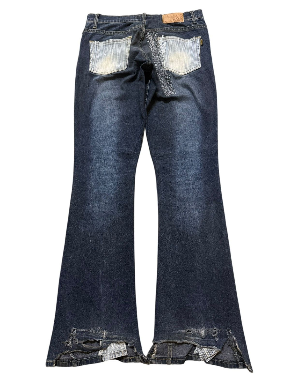 Tornado Mart Y2K Japanese Brand Blue Faded Wash Zipper Leg Flare Distress Size US 31 - 2 Thumbnail