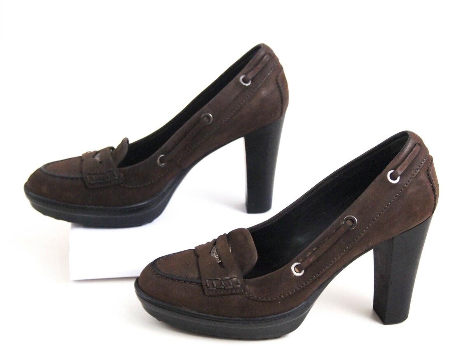 Tod's Tod's Plateau Heels Pumps Brown Suede Womens US 7 EU 37 $580 Size US 7 / IT 37 - 4 Thumbnail