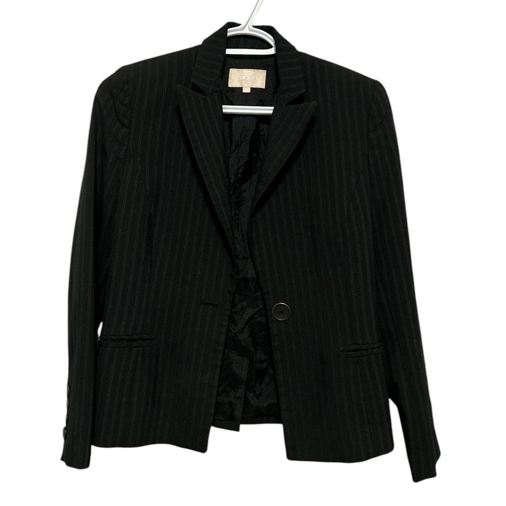 Designer G2900 Black Pinstripe Blazer Jacket Size S Size S / US 4 / IT 40 - 1 Thumbnail