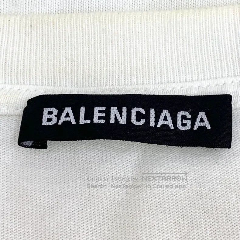 Balenciaga Balenciaga White Wheat Letter Printed Cotton Crew Neck Sho Size US S / EU 44-46 / 1 - 6 Thumbnail