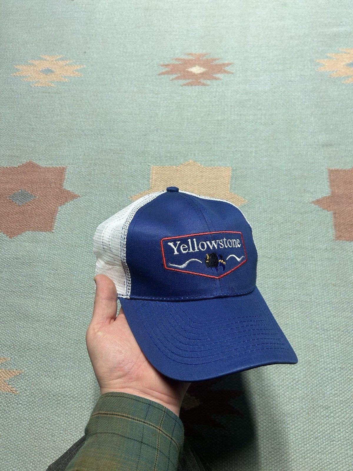 Vintage trucker hat Yellowstone National park Wyoming buffalo snap Size ONE SIZE - 1 Thumbnail