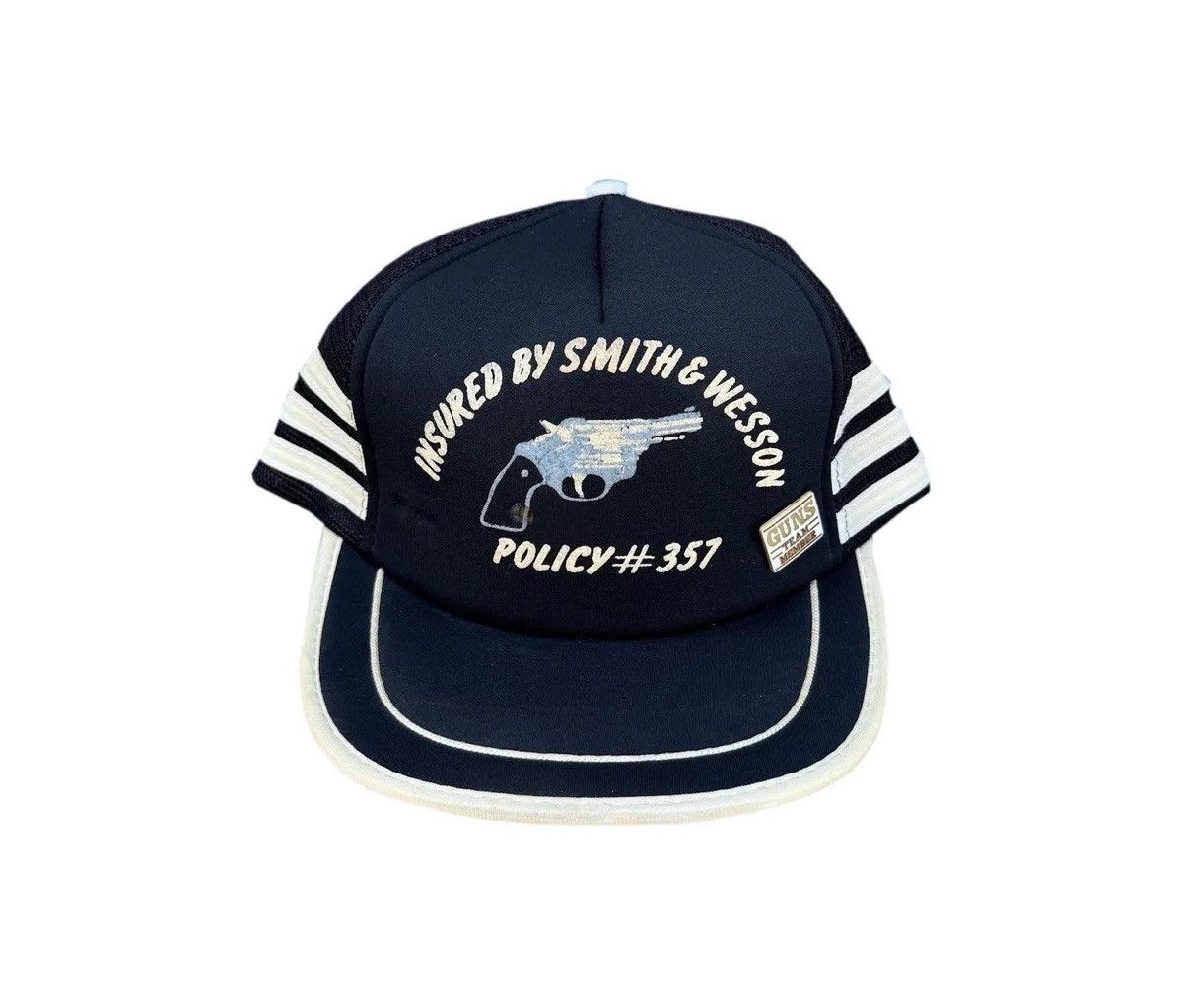 Vintage Vintage Insured By Smith & Wesson Three Stripe Trucker Hat Size ONE SIZE - 1 Thumbnail