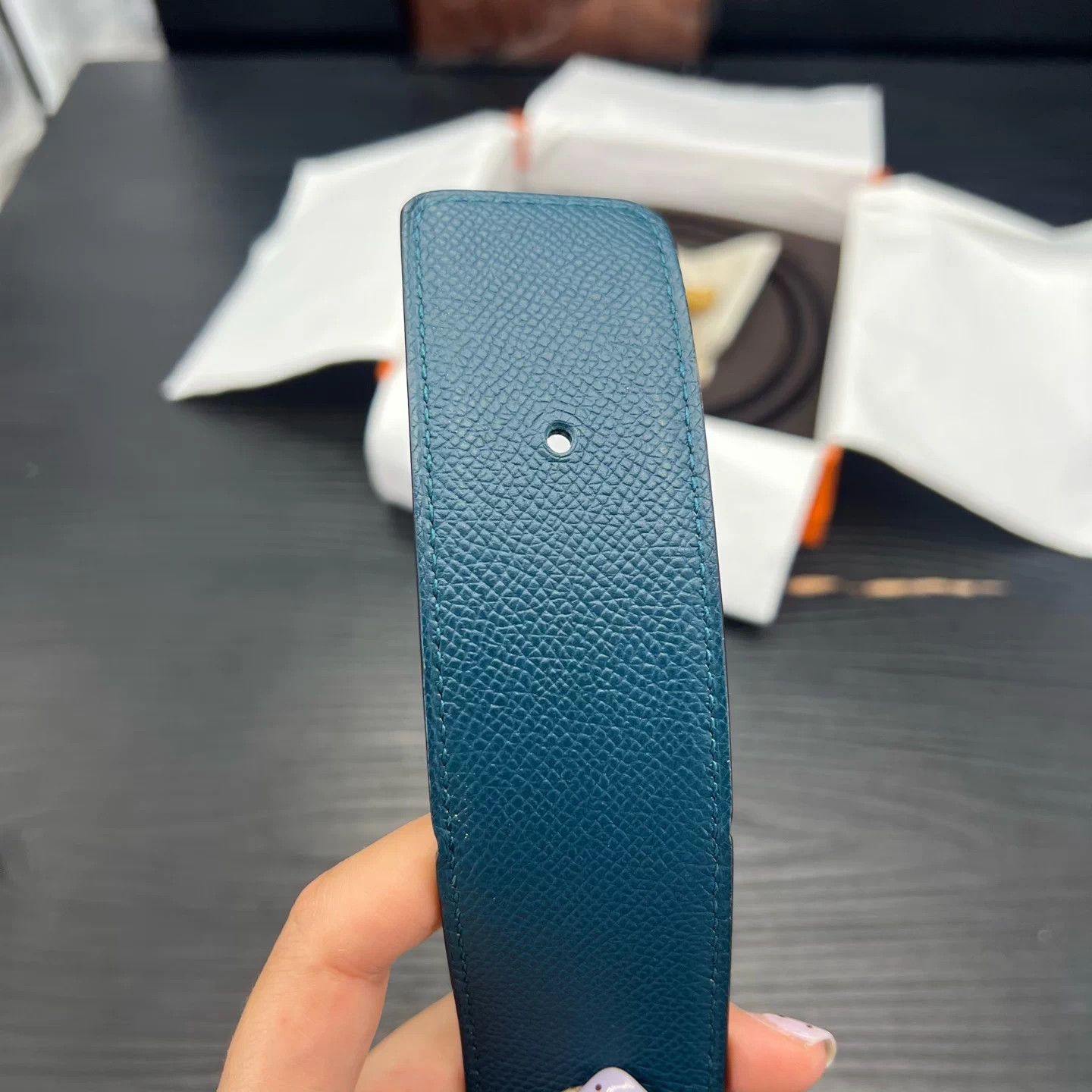 Hermes Hermès H-Buckle Belt Blue 85 (40) BNIB Size ONE SIZE - 9 Thumbnail