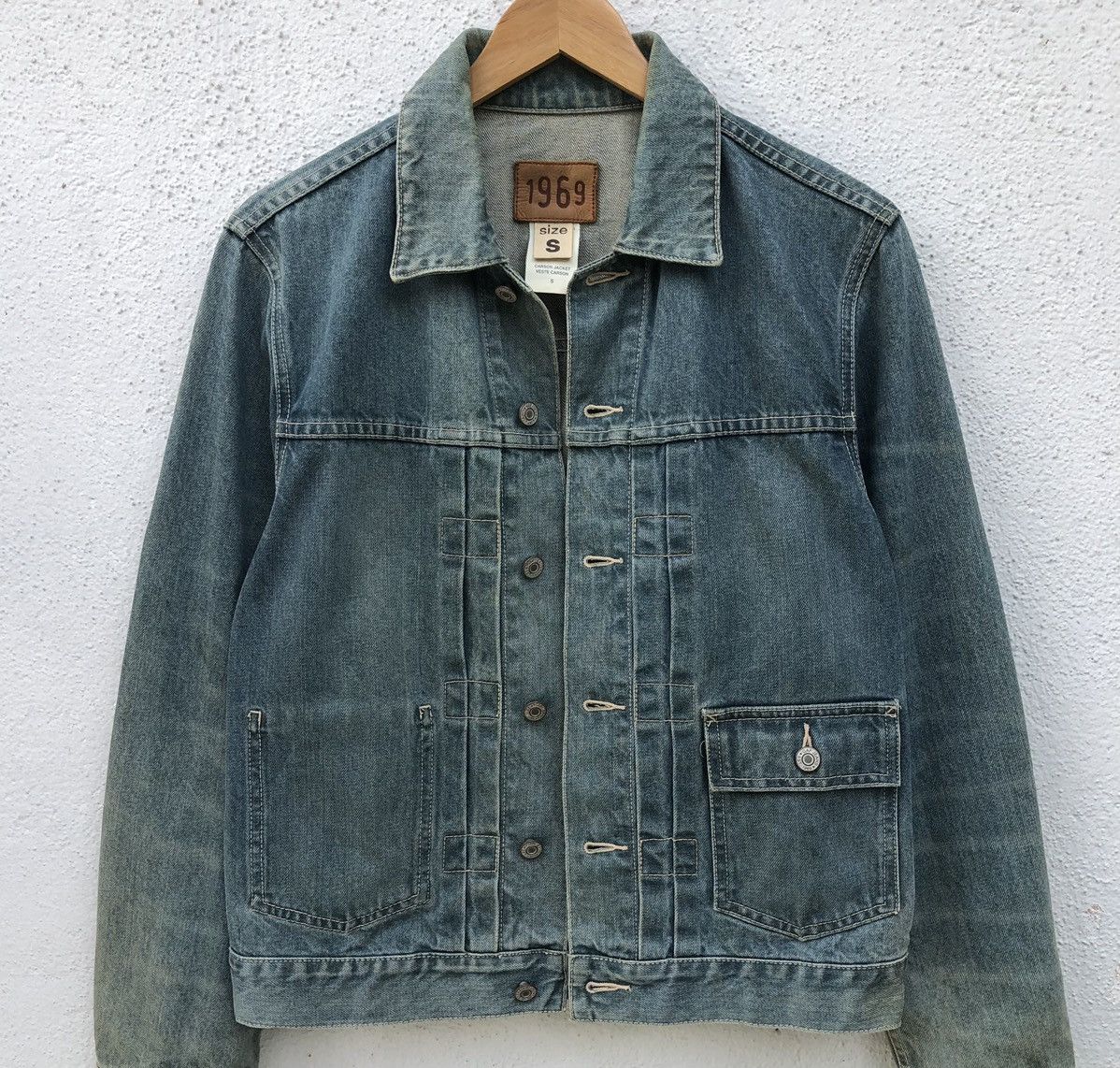 \"GAP 1969\" 1st タイプ グッドフェード デニムトラッカージャケット GAP 1969 Brand Faded Denim Trucker Jacket Tag Large Great