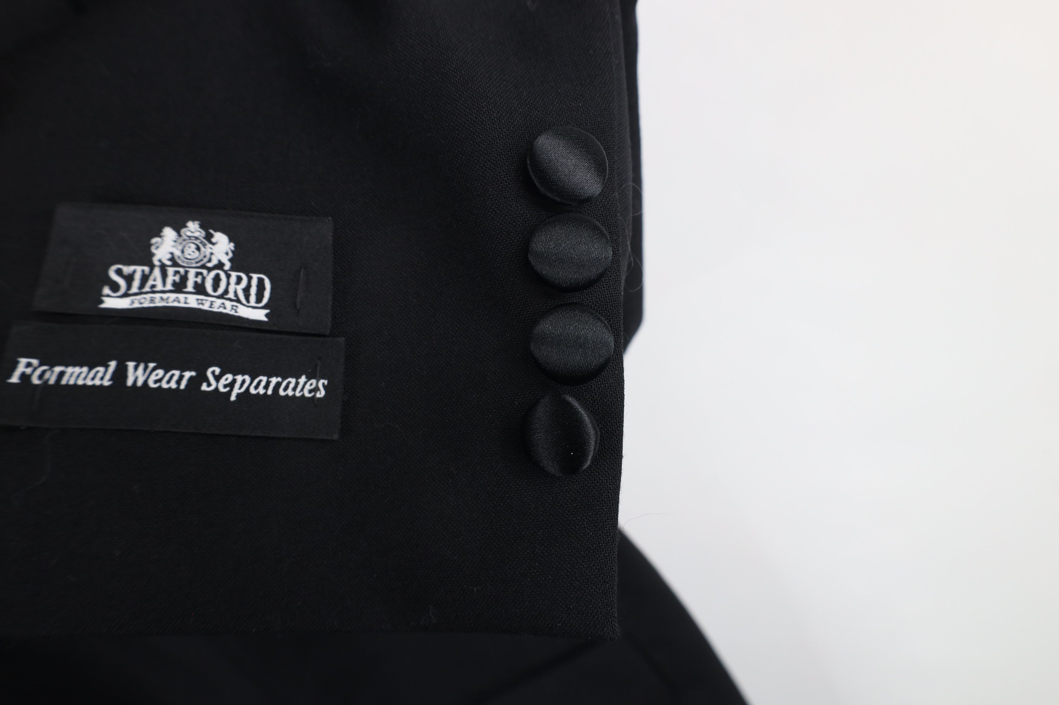 Vintage New Stafford Prom Wedding Tuxedo Suit Coat Jacket Black Size US L / EU 52-54 / 3 - 5 Thumbnail