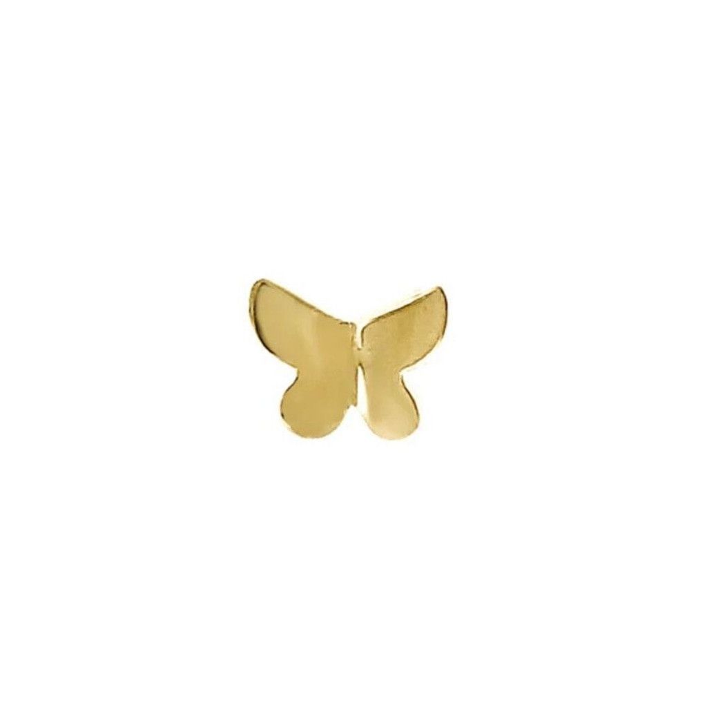 Other Solid 14K Yellow Gold Tiny Butterfly Straight Nose Stud New Size ONE SIZE - 2 Thumbnail