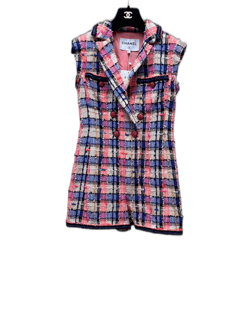 Chanel Chanel Colorful Plaid Tweed Jumpsuit Size 34" / US 12 / IT 48 - 1 Thumbnail