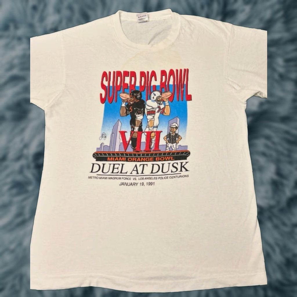 Vintage VINTAGE 90s Miami Orange Bowl Cop Police Pig Parody Game 1991 VTG Shirt Mens L White Short Sleeve Football Funny Sports Hip Hop Size US L / EU 52-54 / 3 - 1 Thumbnail