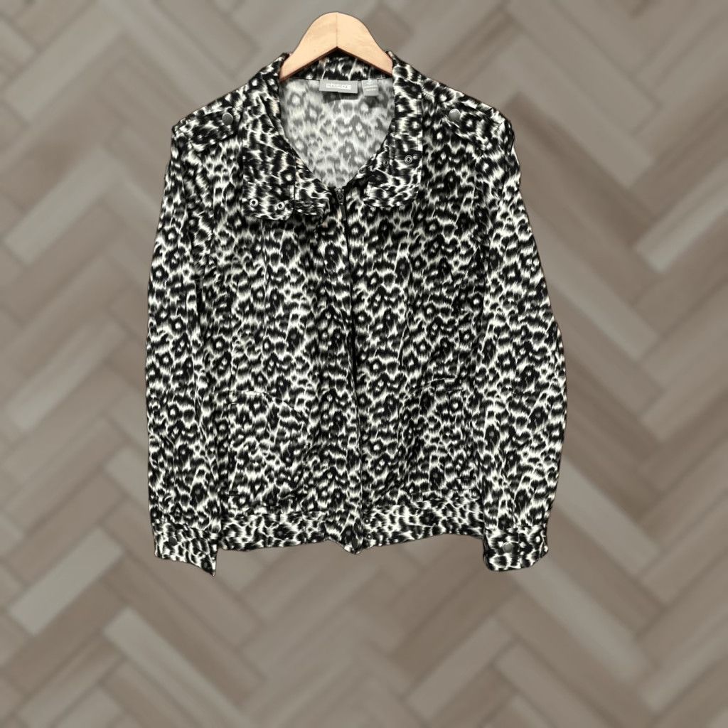 Vintage Chico's Animal Print Shirt Jacket XL Cheetah Size XL / US 12-14 / IT 48-50 - 1 Thumbnail