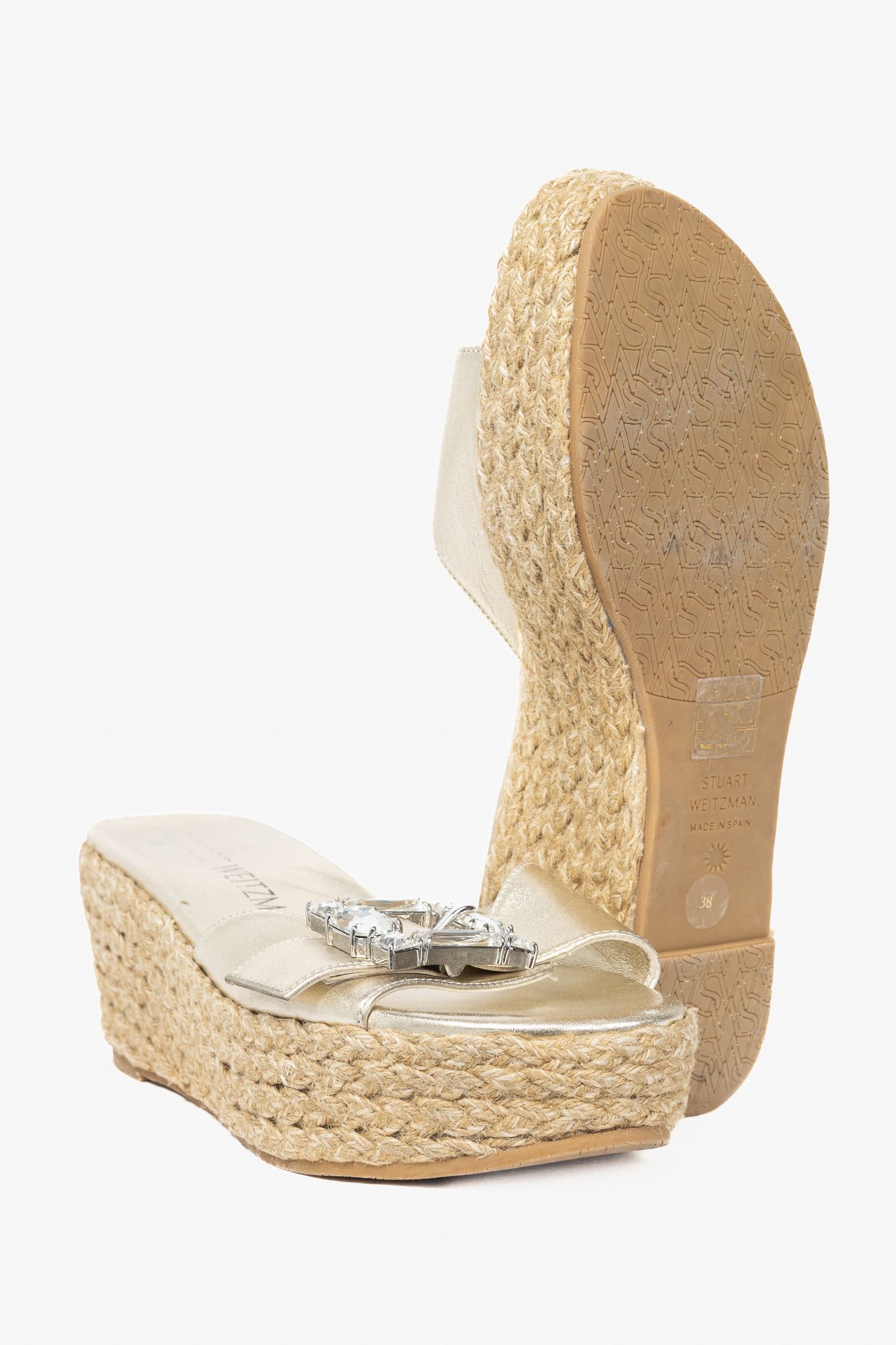 Stuart Weitzman Stuart Weitzman SS23 June 75 Crystal-Buckle Wedge Sandal Size US 7.5 / IT 37.5 - 4 Thumbnail