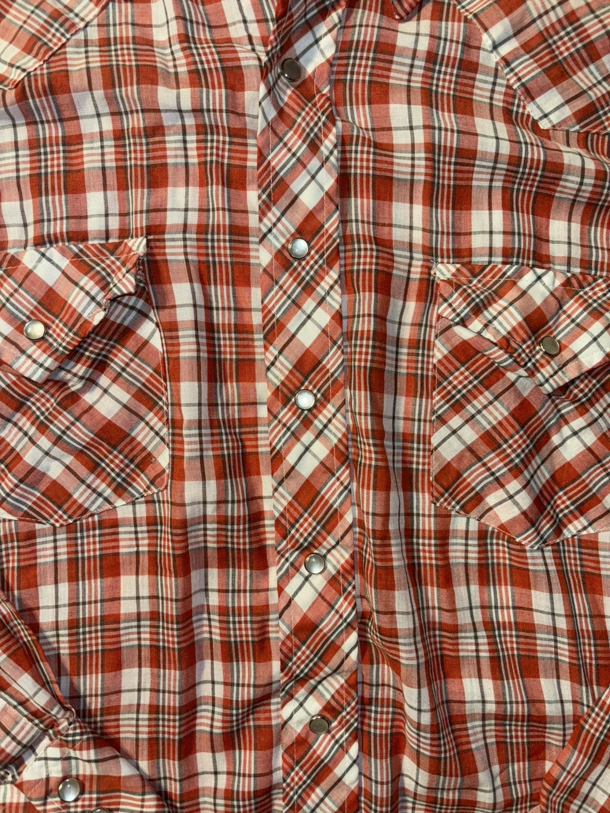 Carhartt × Vintage × Wrangler Vtg Western Plaid Pearl Snap Flannel Long sleeve Shirt Large Size US L / EU 52-54 / 3 - 3 Thumbnail
