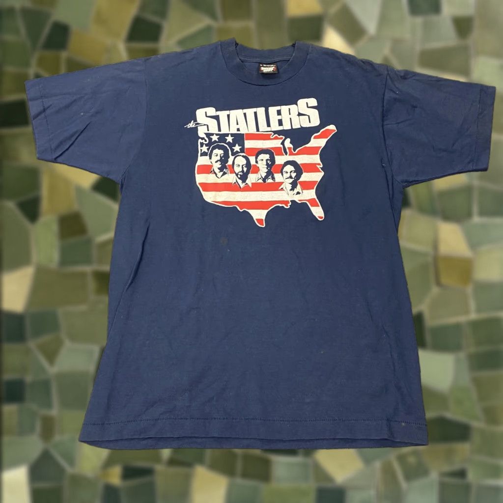 Vintage VINTAGE The Statlers Shirt Tee Mens Large Blue USA Flag Country Made USA 90s Size US L / EU 52-54 / 3 - 1 Thumbnail