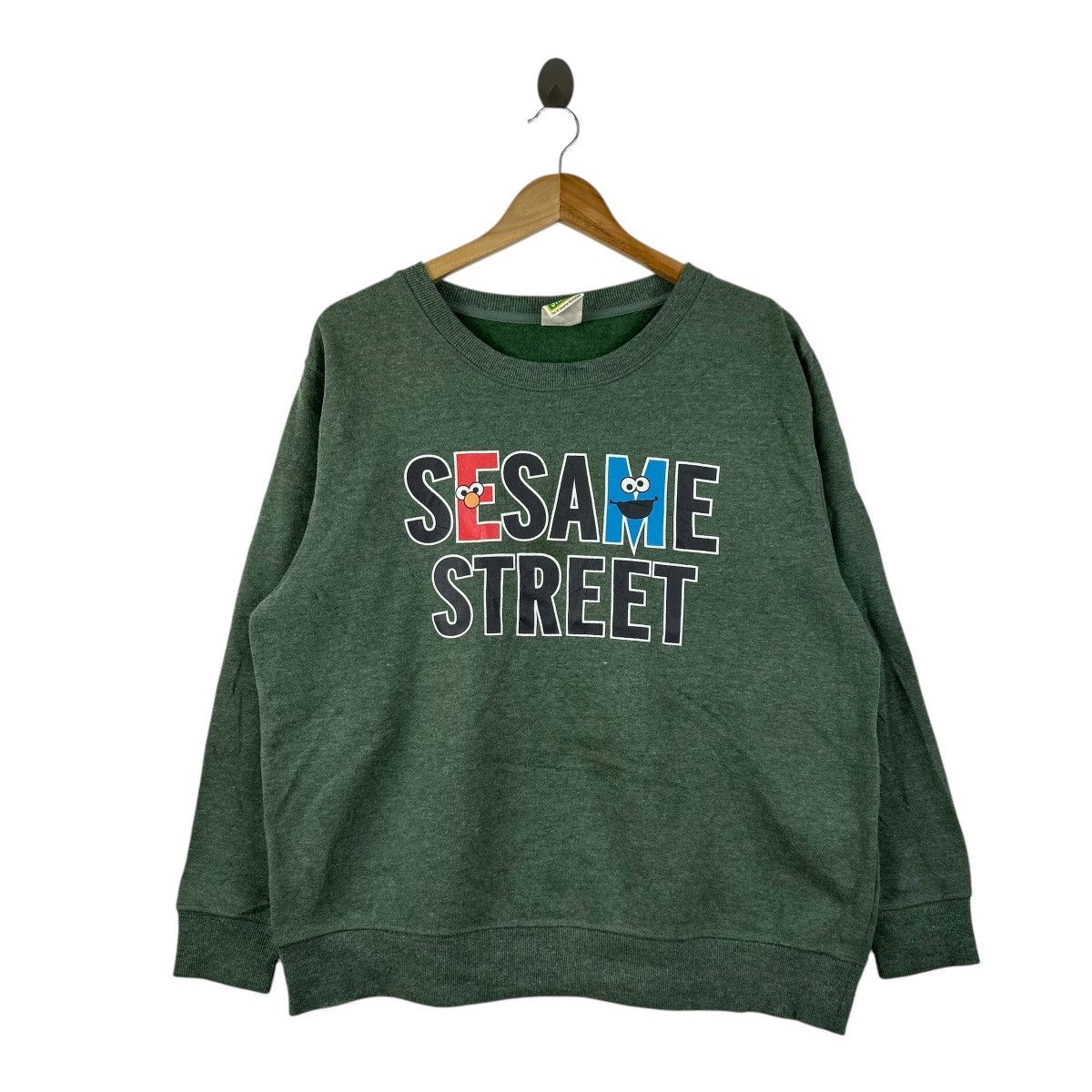 Vintage Vintage Sesame Street Green Sweatshirt Elmo & Cookie Monster Size US XL / EU 56 / 4 - 1 Thumbnail