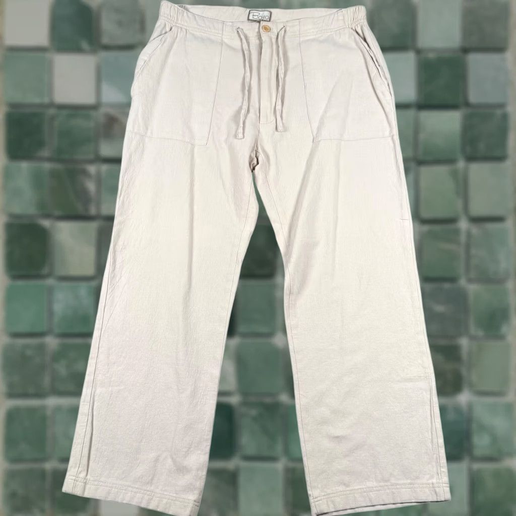 Vintage Boho Coastal Med Lightweight Wide Leg Relaxed Fit Pants Travel Cotton Vacation Size 32" / US 10 / IT 46 - 1 Thumbnail