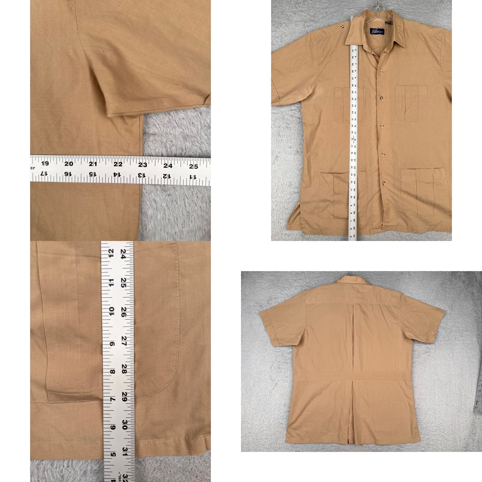 Blair Blair Shirt Men Large Brown 4 Pocket Button-Up Cotton Blend Casual Beach Hawaiian Vacation Size US L / EU 52-54 / 3 - 8 Thumbnail