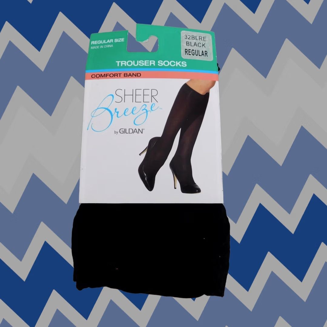 Gildan Gildan Black Sheer Breeze 37302 Trouser Socks Knee High Comfort Band Dress Socks Women Regular Size 42" / US 20 - 1 Thumbnail