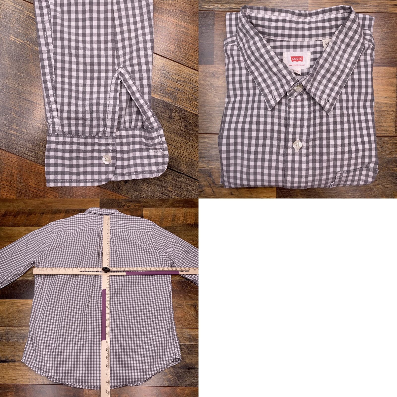 Levi's Levi's Shirt Adult Large Gray Front Pocket Check Button Up Mens Size US L / EU 52-54 / 3 - 8 Thumbnail