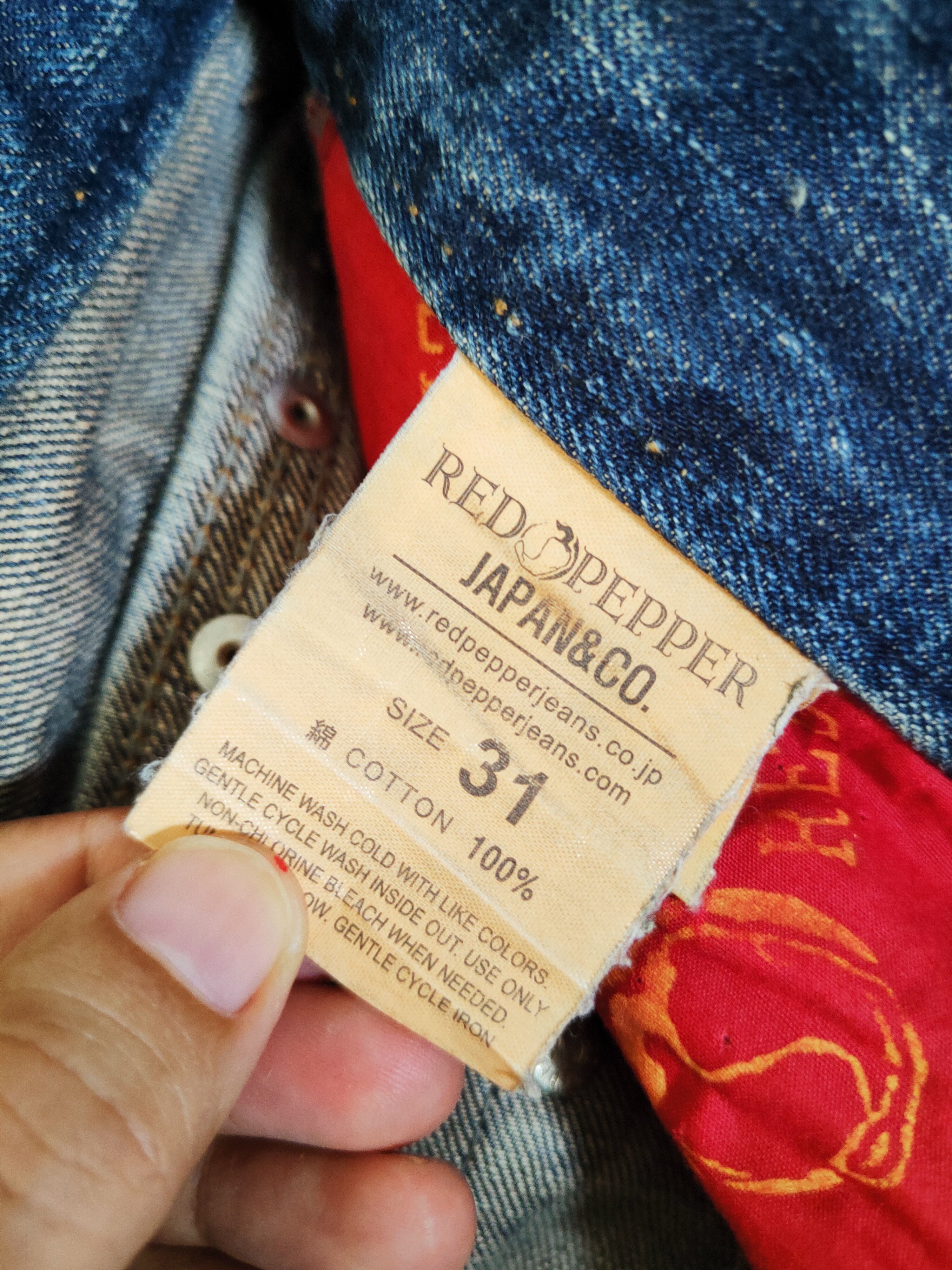 Japanese Brand Red Pepper Dark Blue Distressed Ripped Jeans #W381 Size US 32 / EU 48 - 15 Thumbnail