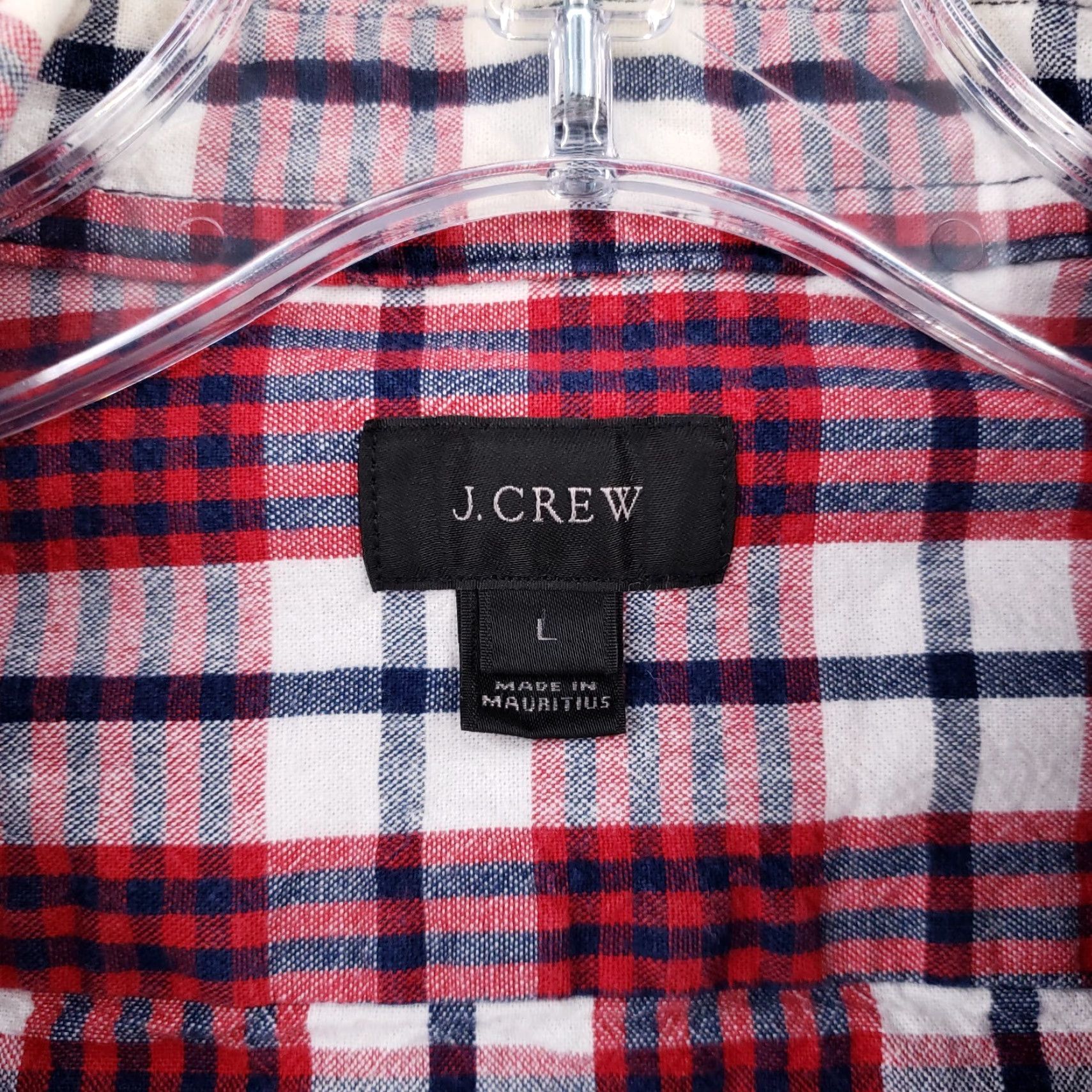 J.Crew J. Crew Shirt Mens L Red Plaid Button-Down Long Sleeve Collared White Cotton Shirt Size US L / EU 52-54 / 3 - 6 Thumbnail