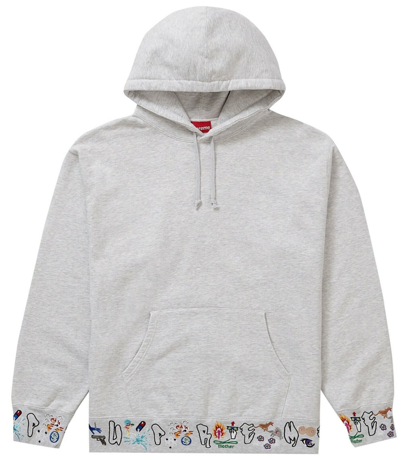 image of Supreme Aoi Icons Hooded Sweatshirt Ash Grey Small, Men's