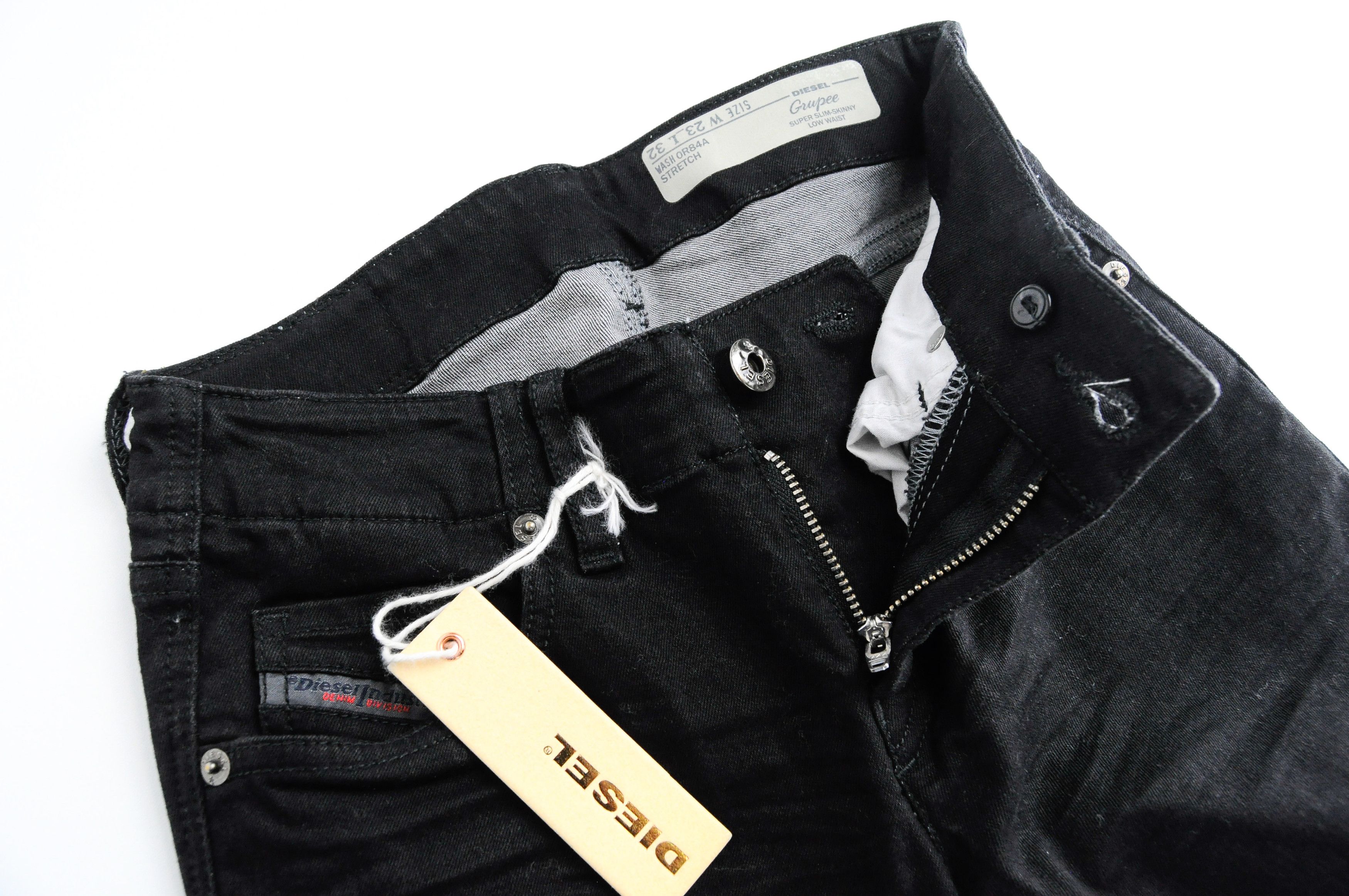Diesel GROUPEE 0R84A W23/L32 Low Waist Slim Black Jeans 54996 Size 23" - 5 Thumbnail