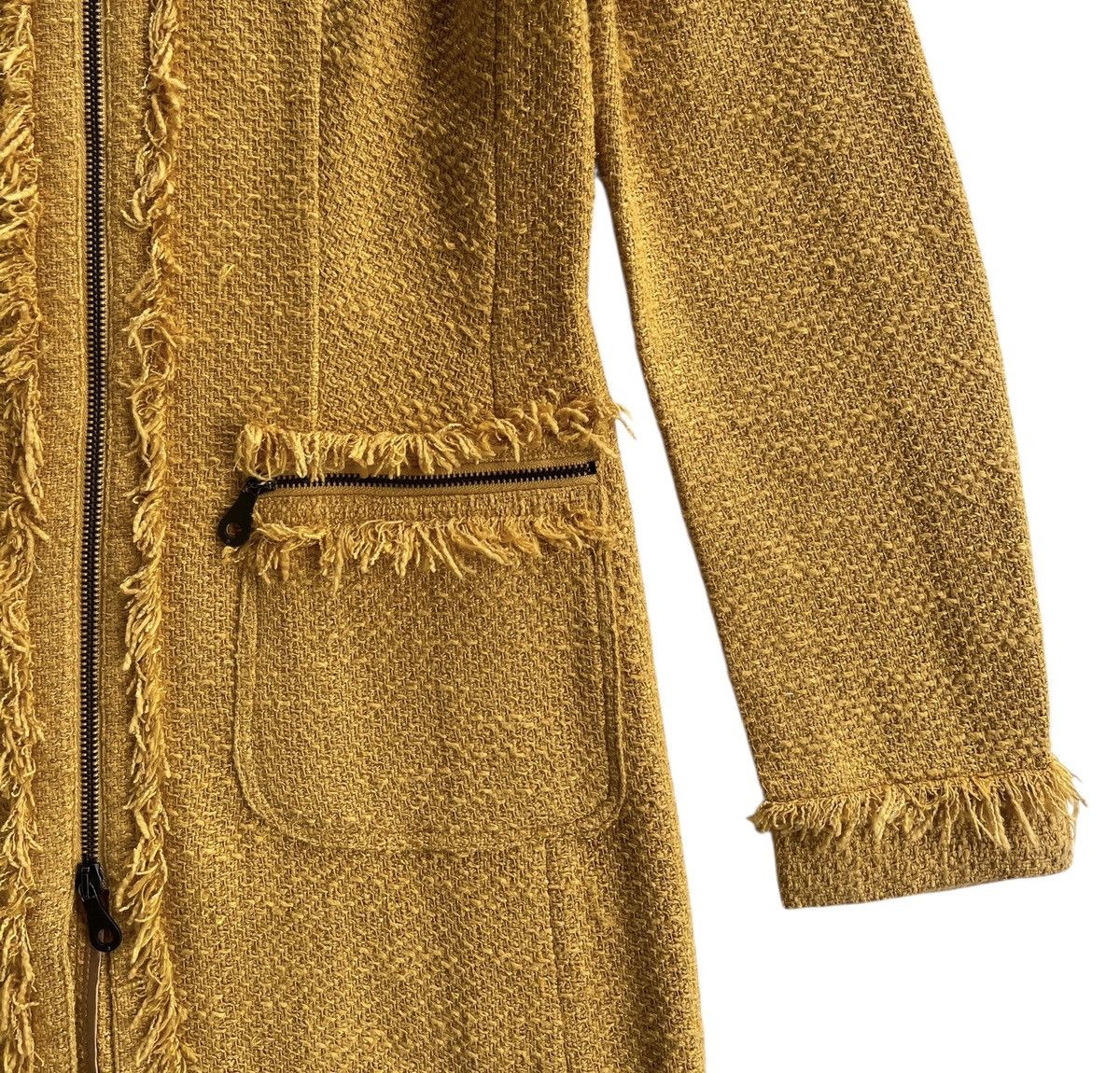 Marella Marella Fringed Tweed Coat Yellow Size XS / US 0-2 / IT 36-38 - 7 Thumbnail