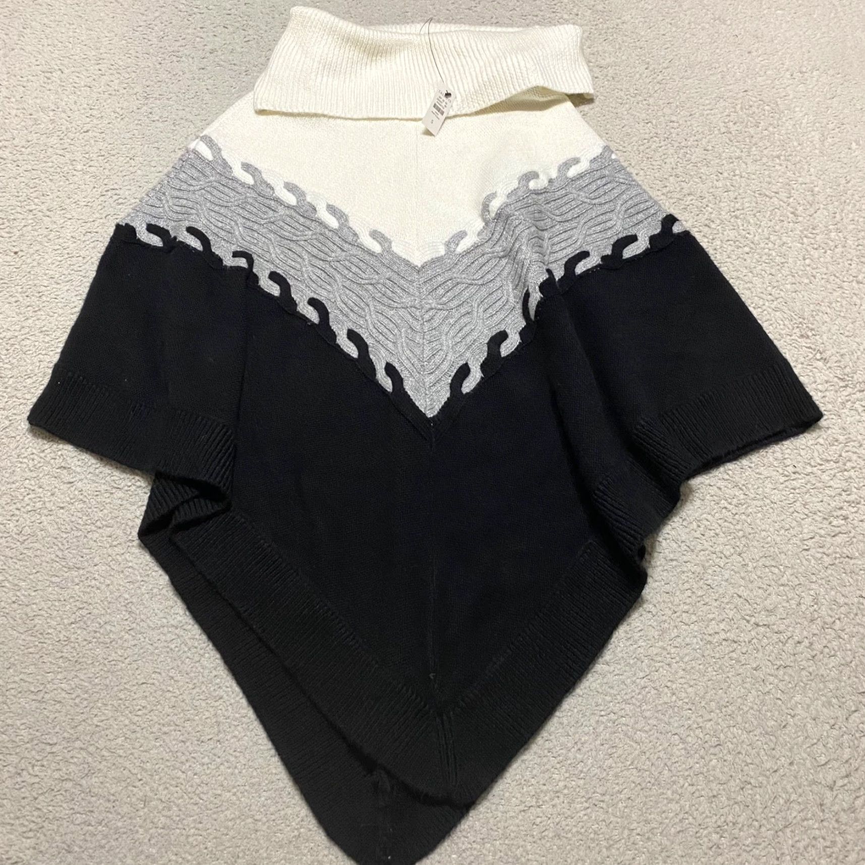 Talbots Talbots Womens Small Sweater Multicolor Cable Knit Poncho Cowl Neck NWT New Size S / US 4 / IT 40 - 2 Thumbnail