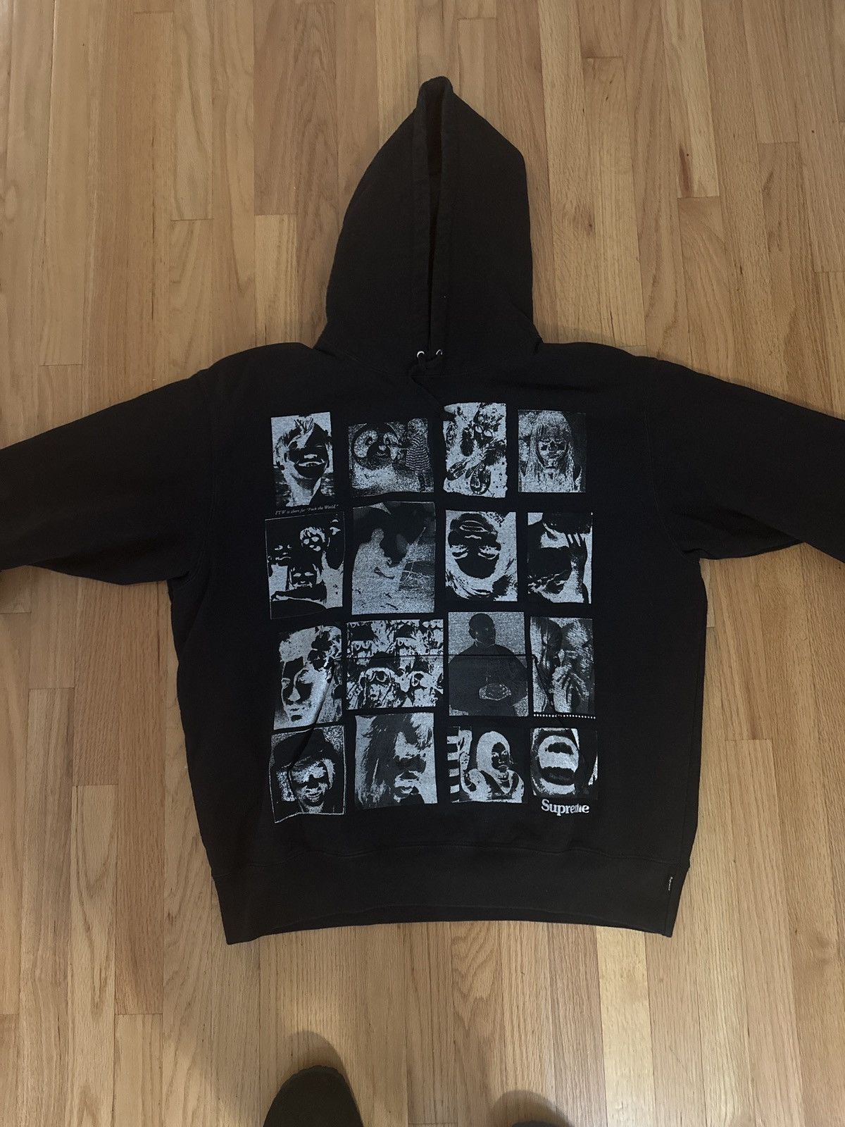 image of Supreme Collage Grid Hooded Sweatshirt in Black, Men's (Size XL)