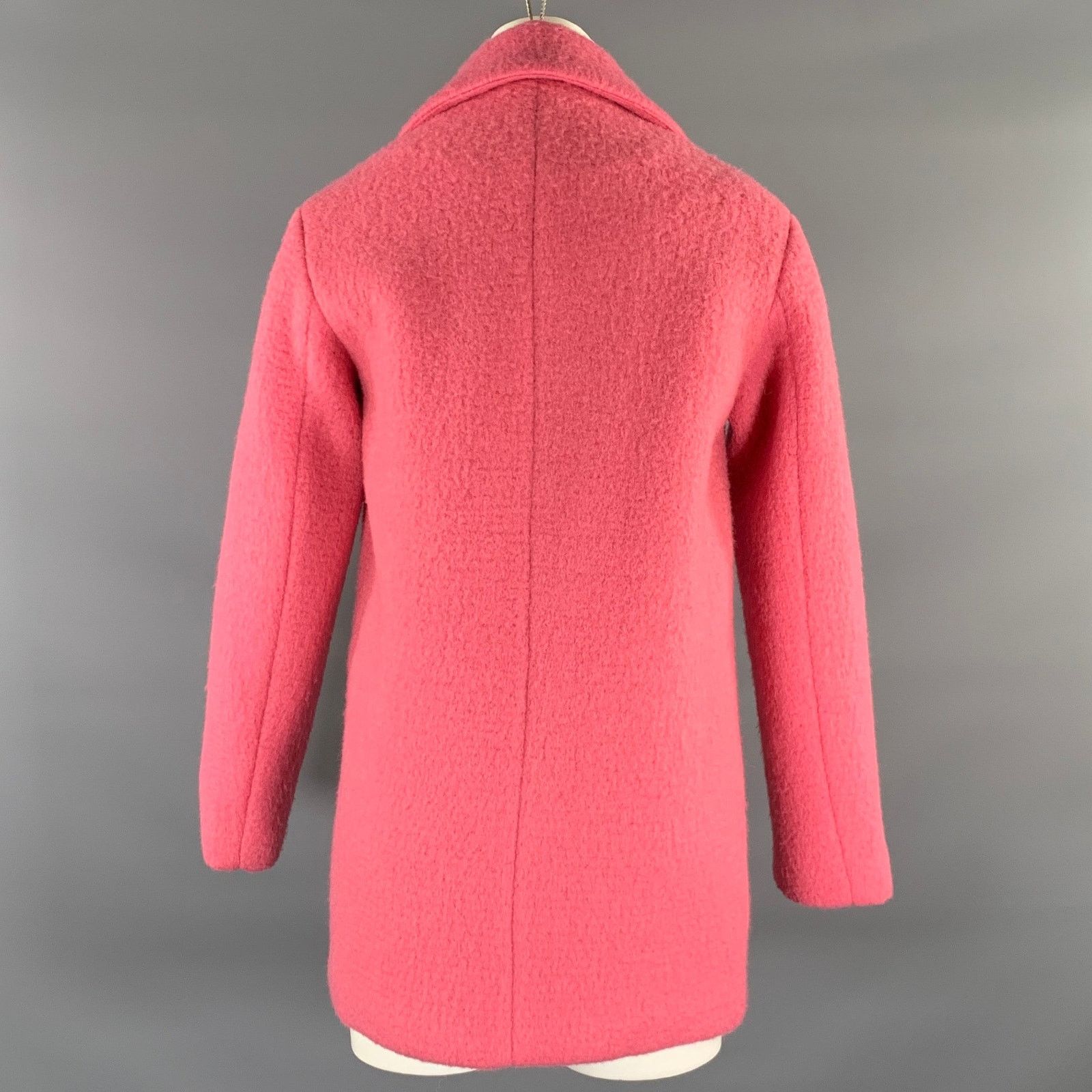 Emporio Armani EMPORIO ARMANI XS Pink Wool Poly Textured Notch Lapel Coat Size XS / US 0-2 / IT 36-38 - 3 Thumbnail