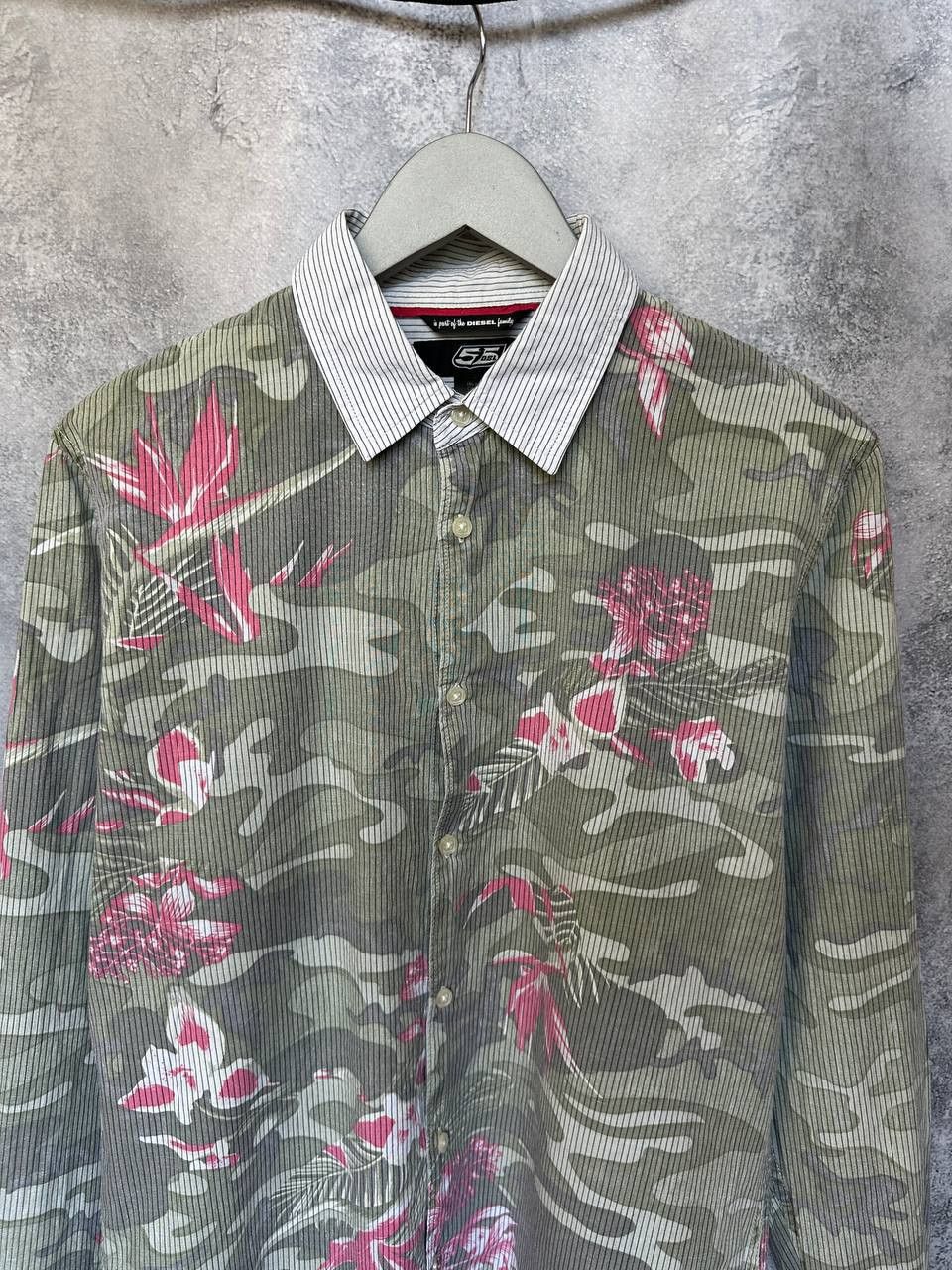 Diesel Diesel Fiftyfivedsl Rare Flowered Shirt Striped Button Up LS Size US M / EU 48-50 / 2 - 5 Thumbnail