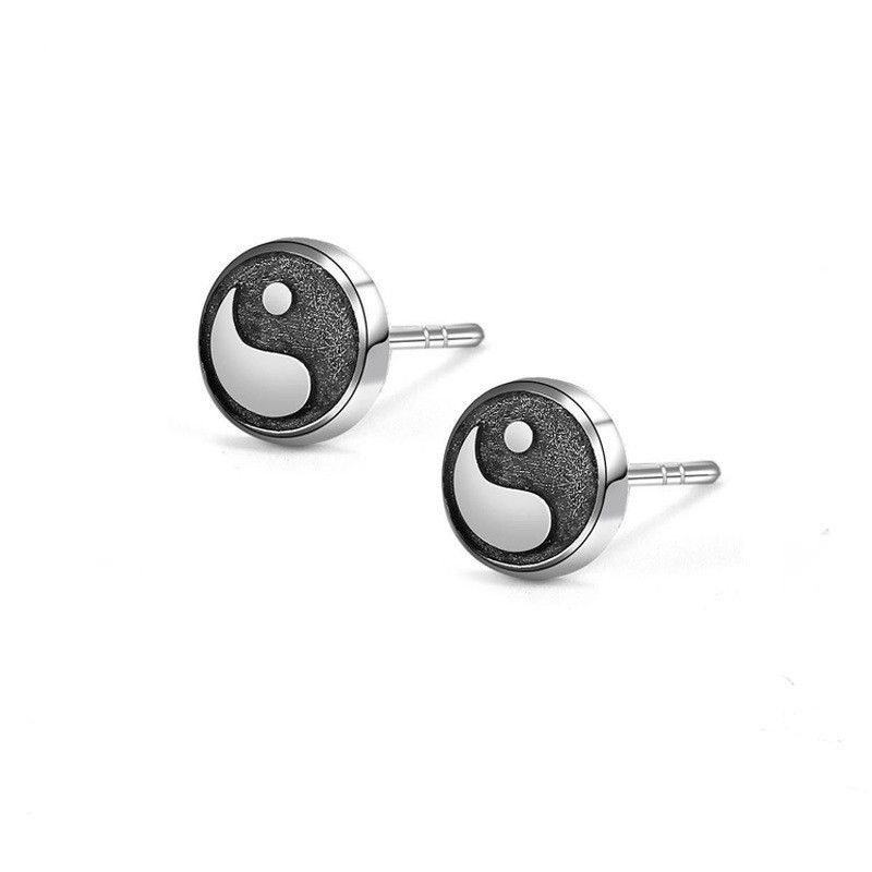Jewelry Yin Yang Punk Earrings One Pairs Chrome Jewelry Size ONE SIZE - 5 Thumbnail