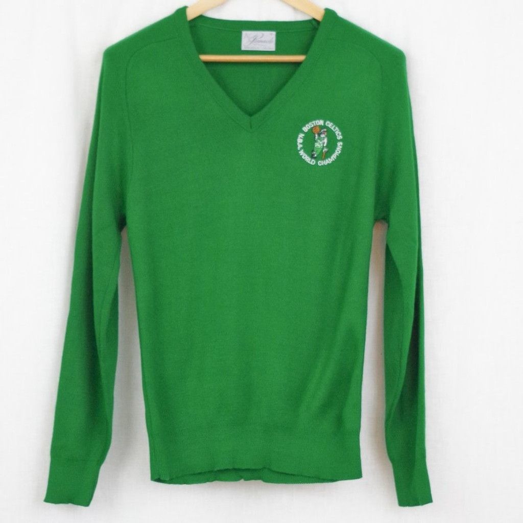 Vintage Deadstock Boston Celtics World Champions V Neck Sweater Size US S / EU 44-46 / 1 - 1 Thumbnail