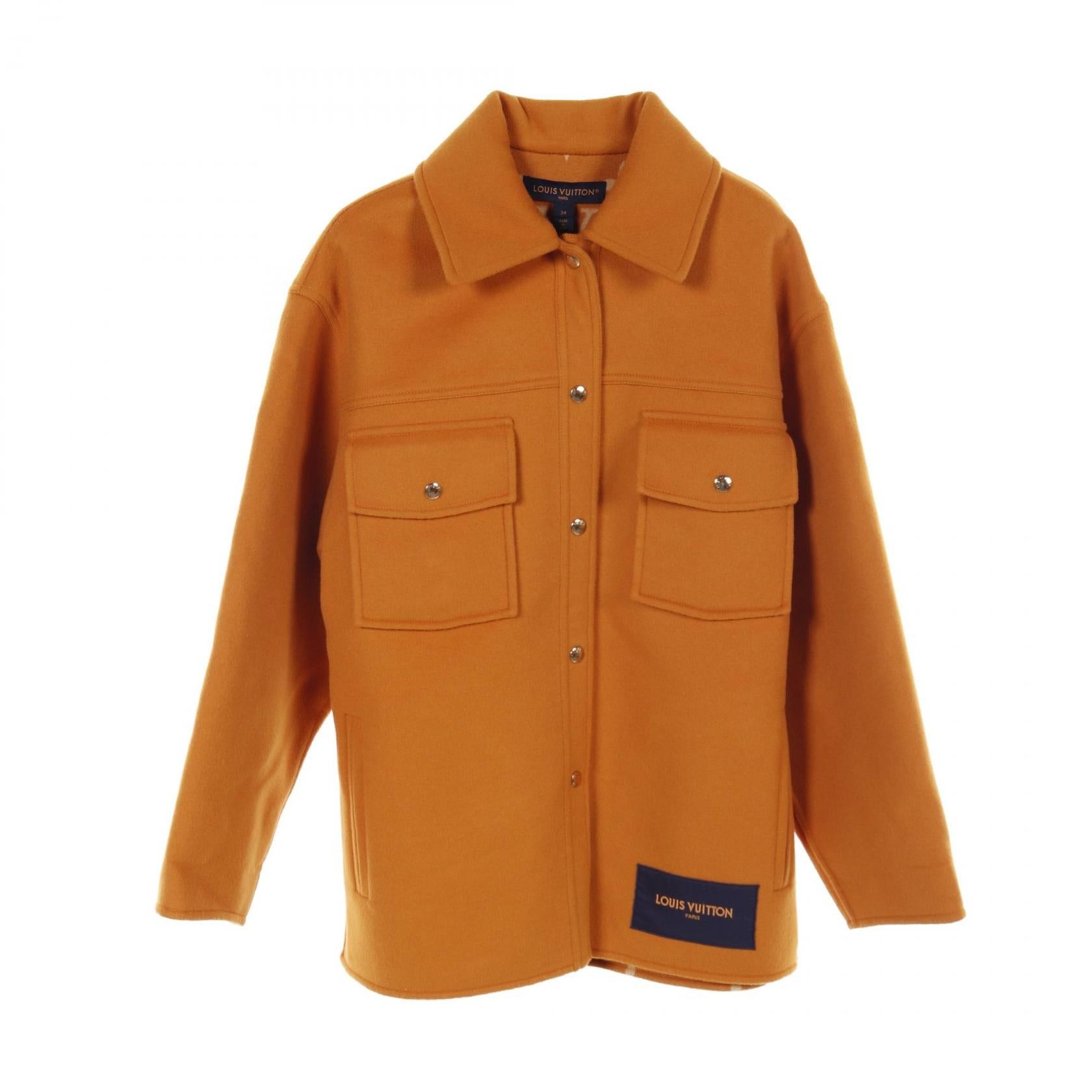 Louis Vuitton Louis Vuitton Shirt Jacket Wool Orange Monogram Lining Size ONE SIZE - 1 Thumbnail