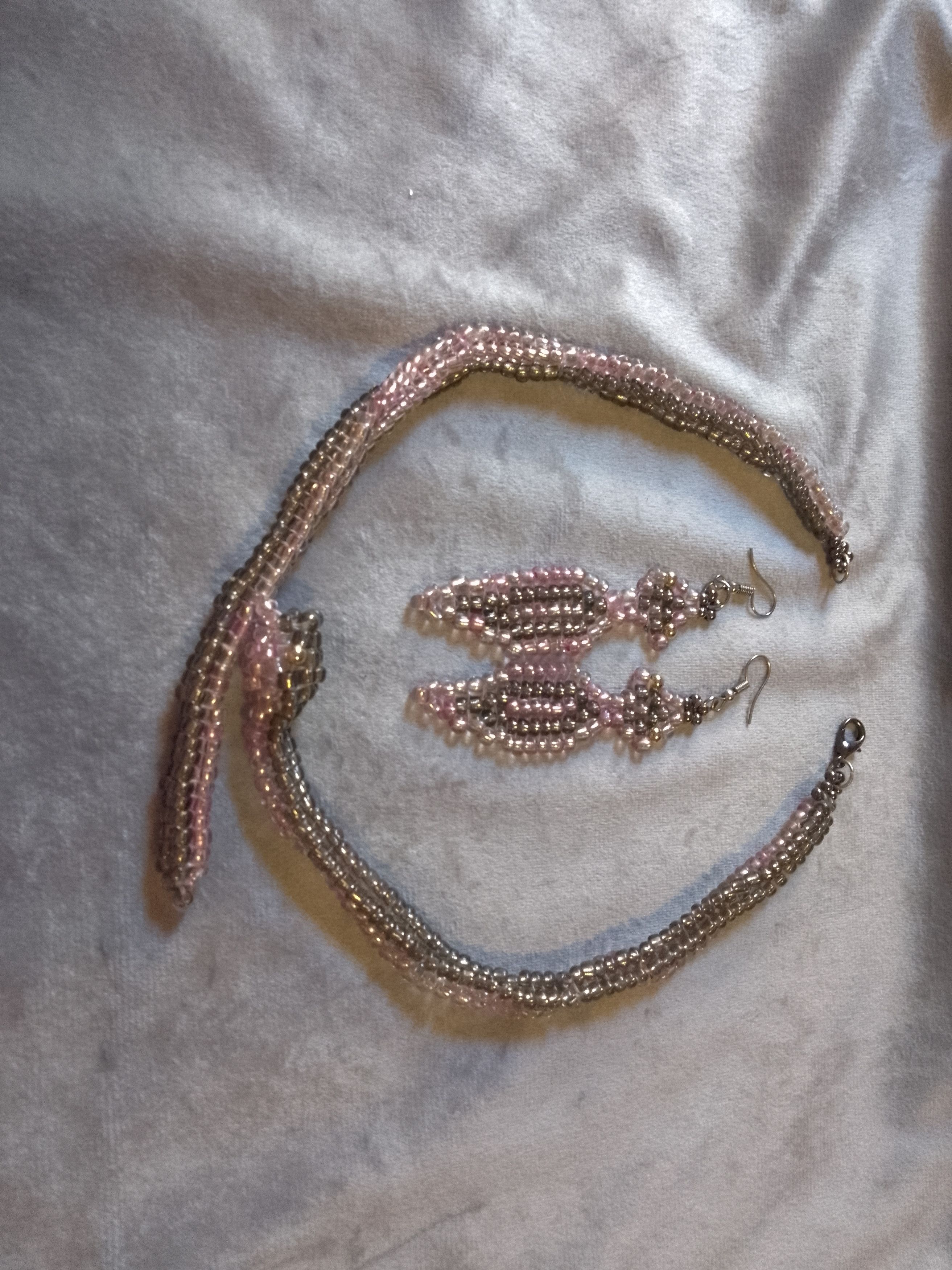 Handmade Necklace Snake shape metallic glass. Earrings Size ONE SIZE - 2 Thumbnail