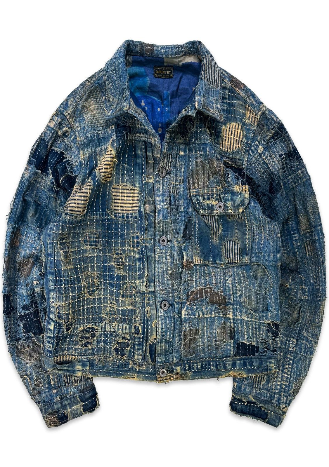 image of Aw24 Kapital Spring 1St Boro Stitch Denim Trucker Jacket in Blue, Men's (Size Medium)