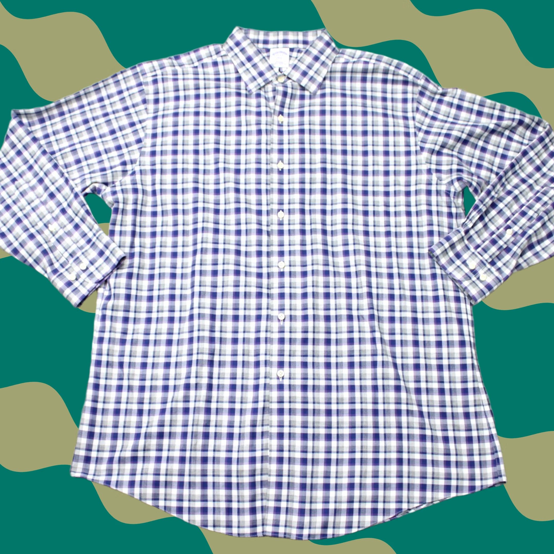 Brooks Brothers Brooks Brothers 346 Shirt Mens 17, 2/3 Purple/Blue Slim Fit Non-Iron Cotton L/S Shirt Size US XL / EU 56 / 4 - 1 Thumbnail
