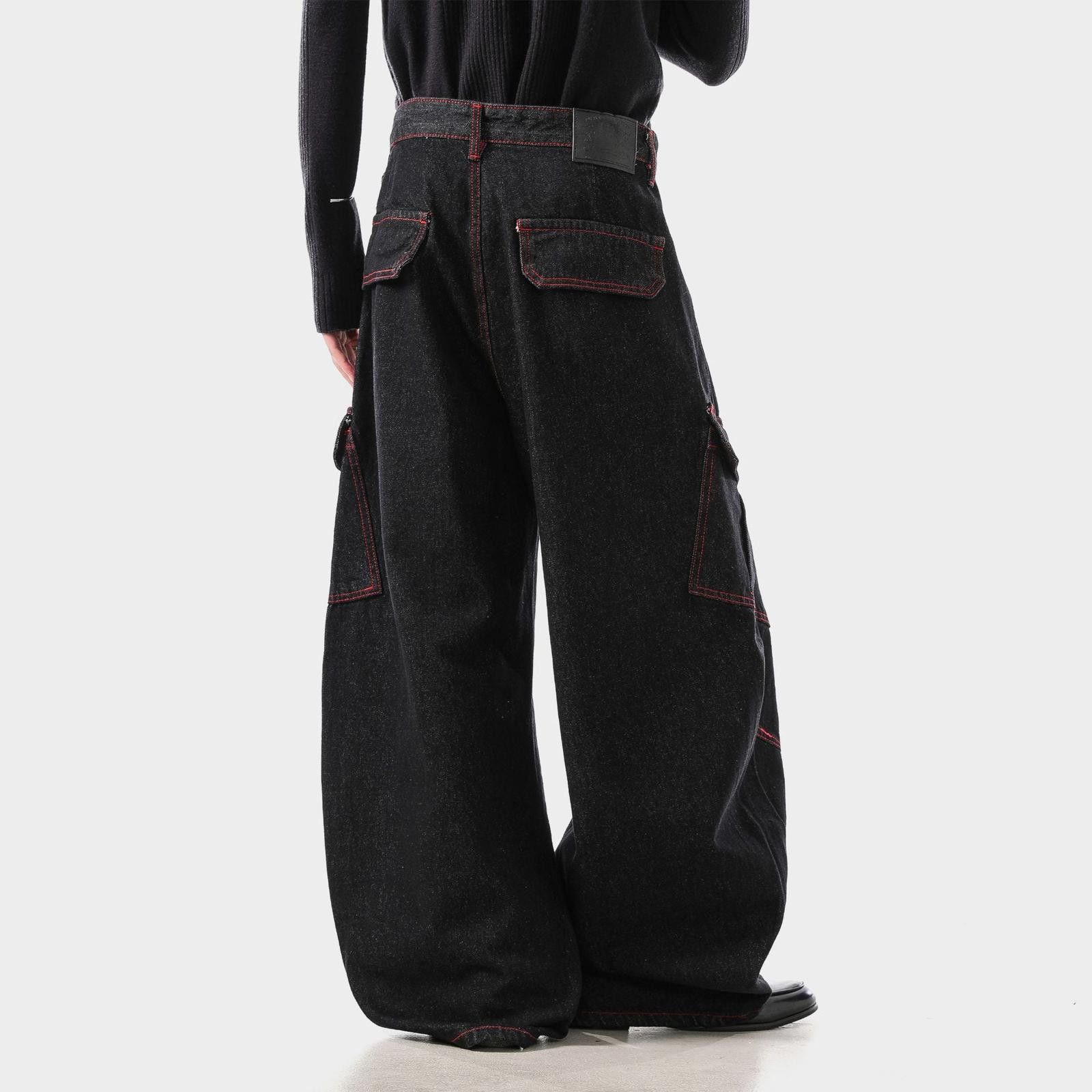 Vintage Black Wide Leg Cargo Pants with Chain Detail Size US 32 / EU 48 - 4 Thumbnail