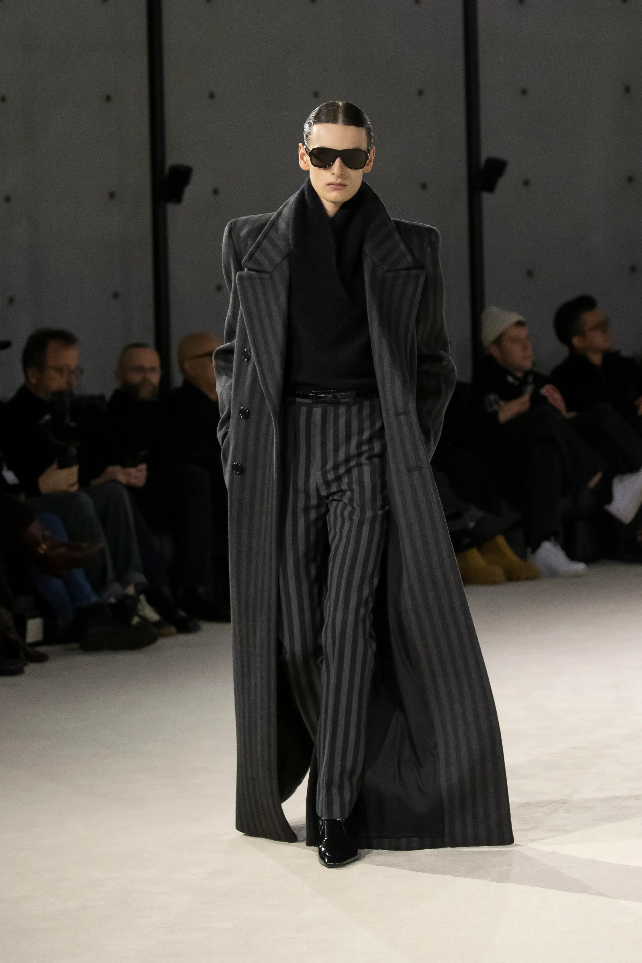 Saint Laurent Paris FW23 Saint Laurent Wool Trousers in Striped Black/Gray Size US 30 / EU 46 - 1 Thumbnail