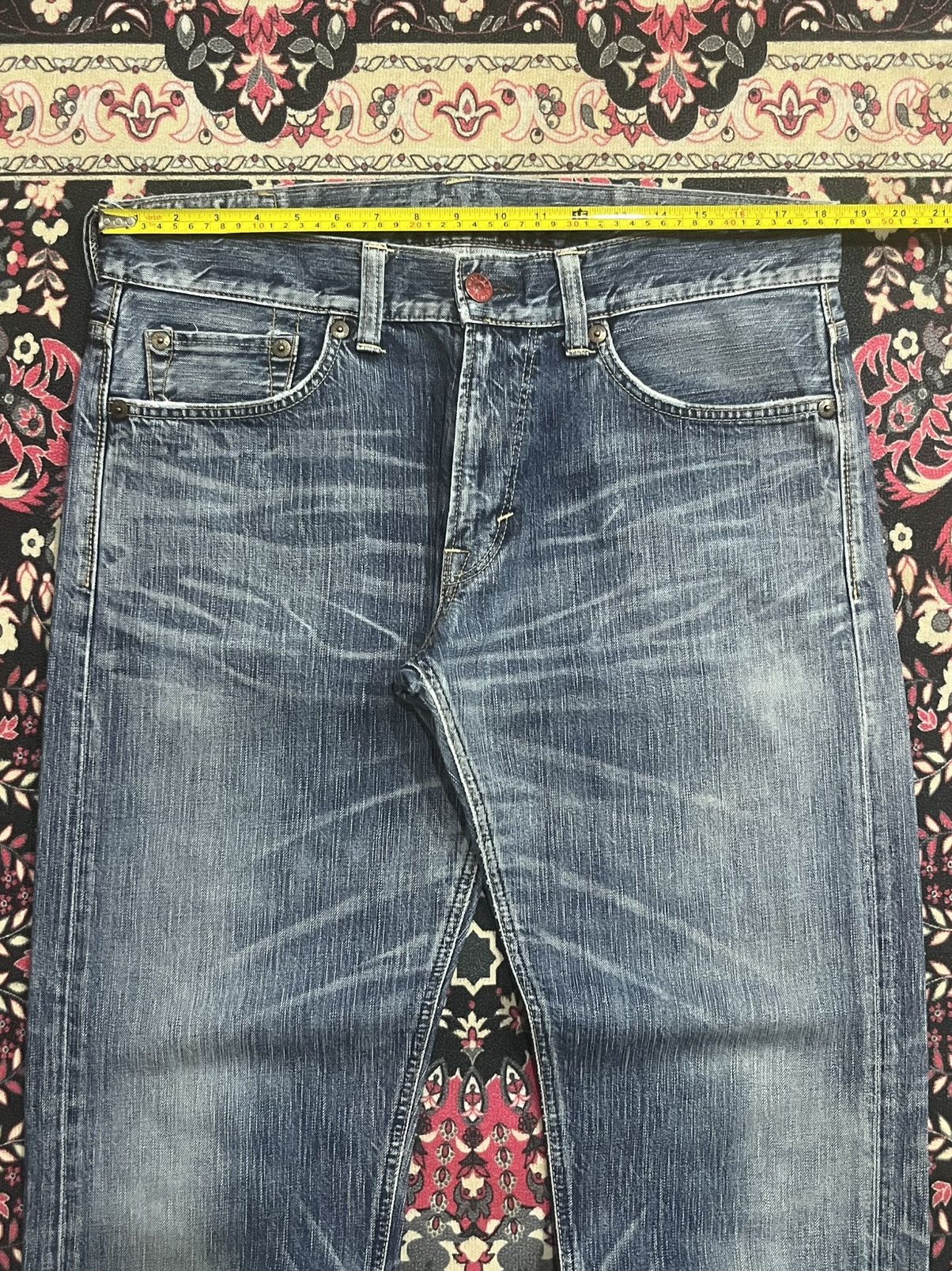 Edwin Edwin 503 Blue Trip Slashed Blue Washed Straight Leg Jeans Size US 34 / EU 50 - 14 Thumbnail